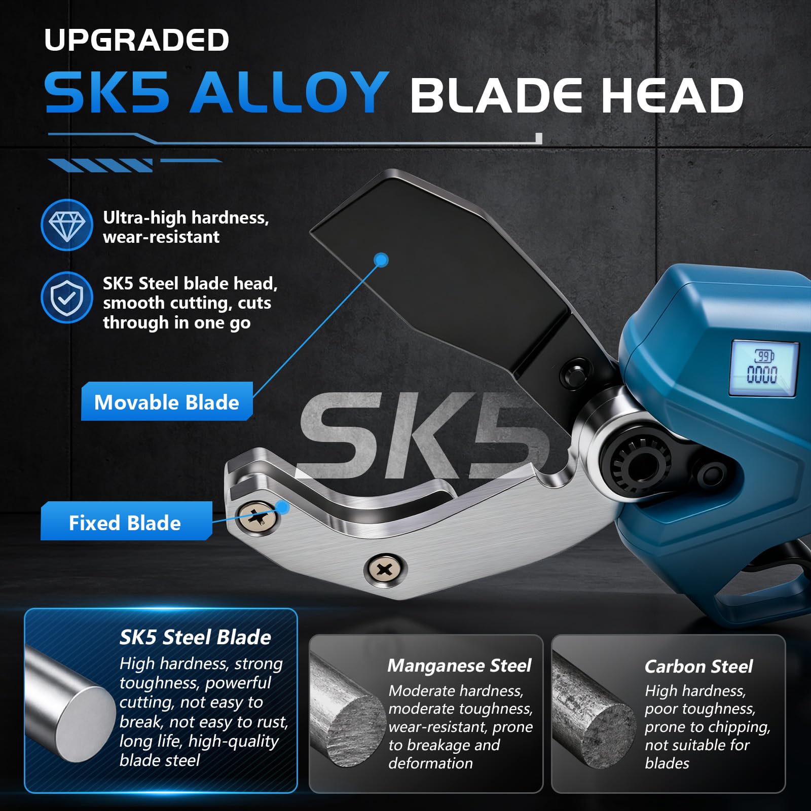 Cortatubos Eléctrico Compatible con Makita 18V, 50MM Cortador de Tubos PVC con LED, Motor Brushless, Tijera para Tubos PPR PE PEX y Tubos de Plástico (Sin Batería ni Cargador)