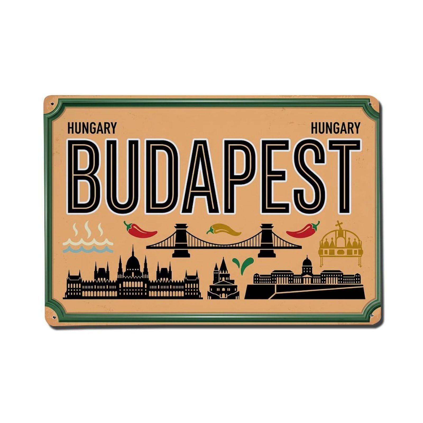 Cwbufd 8X12inch(20X30cm) Vintage Travel Budapest Hungary Parliament Bath Metal Tin Sign Plaque Wall Decor For Cafe, Club Bar, Office, Garden Metal Poster 8X12inch