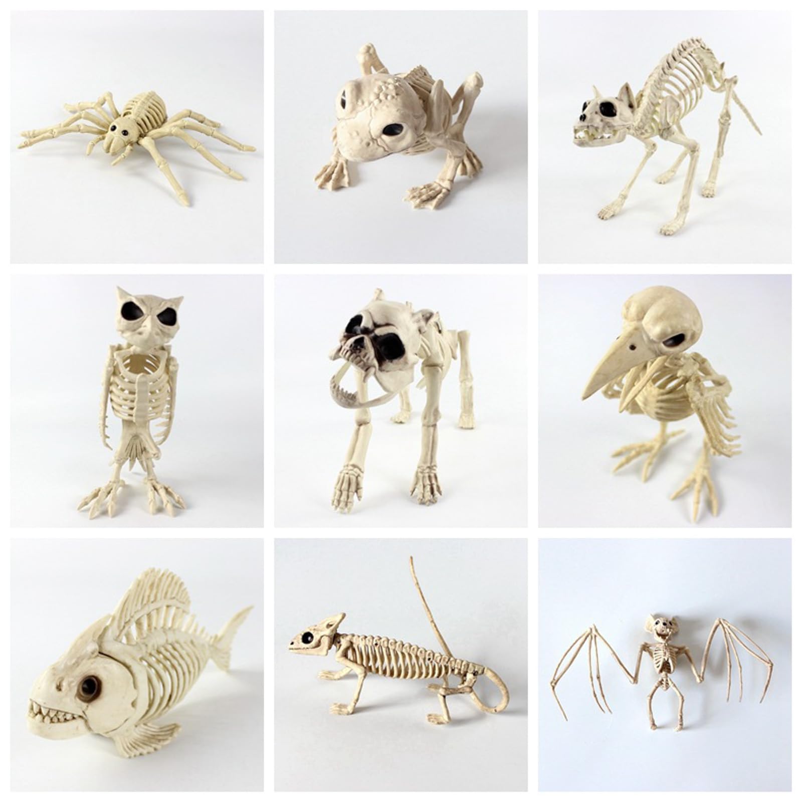 Decorazioni di Halloween con scheletri: 18 scheletri in plastica snodabili per feste di Halloween, decorazioni per interni ed esterni, cortile e giardino. Lampade Comodini Camera Da (K, One Size)
