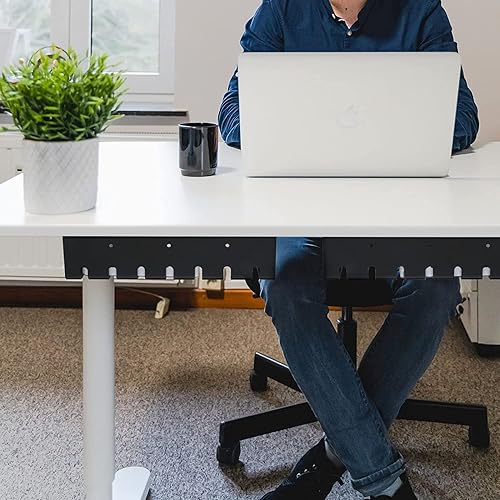 Miniatura 7 de Organizador de cables para debajo del escritorio, paquete de 2 organizadores de bandejas de cables de 17 pulgadas, sin taladro ni tornillo, gestión