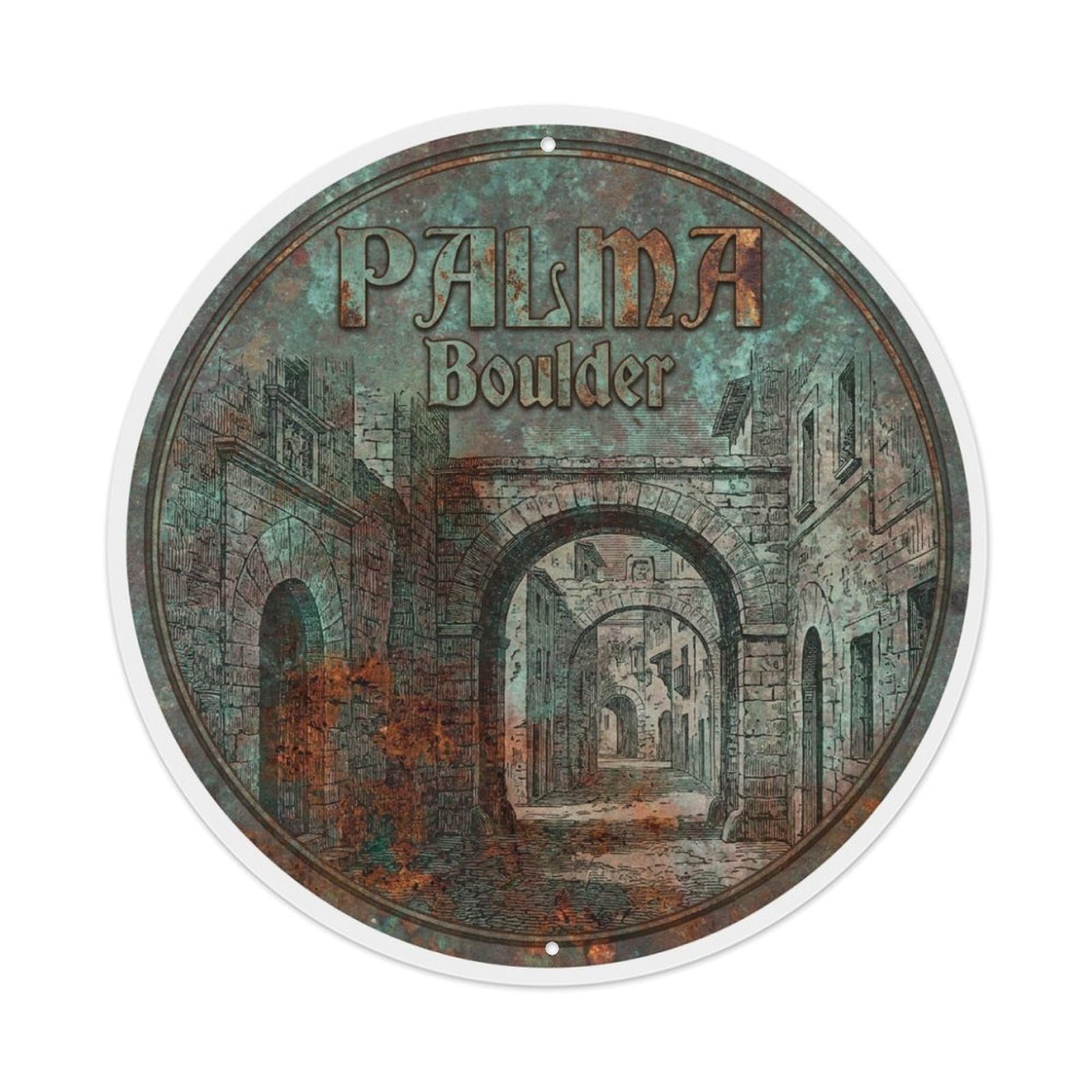 Tgrcjimh Style Metal Tin Sign Vintage Travel Palma Spain Stone