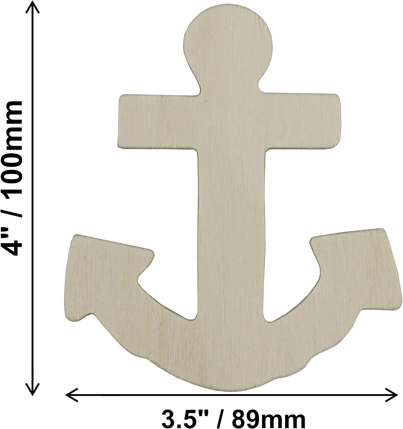 Creative Hobbies® 4 Inch Unfinished Wooden Shapes - Ready to Paint or Decorate Anchor Shape | 12 Pack image 3