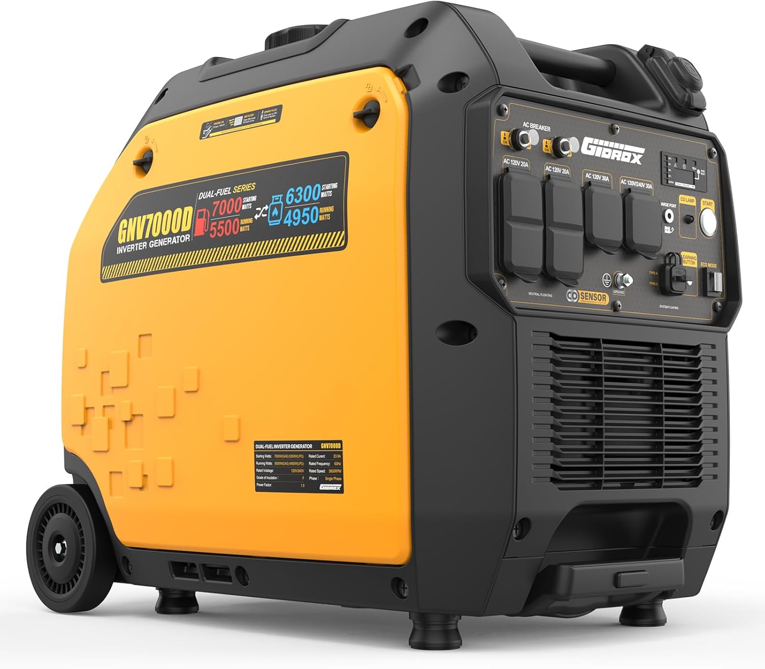 7000W Dual Fuel Inverter Generator, Gas & Propane Powered, RV Ready Remote/Electric Start, Super Qui...