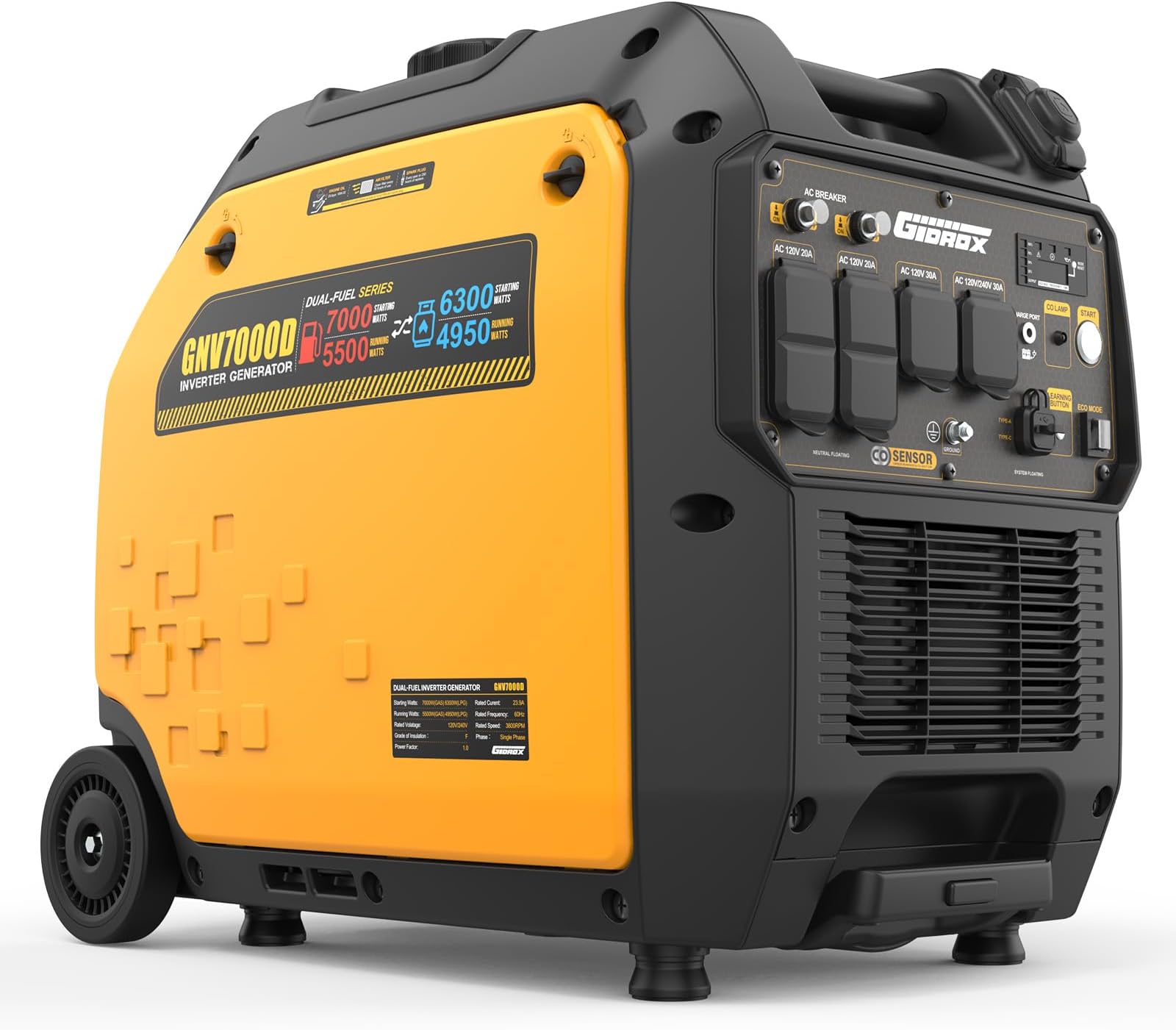 7000W Dual Fuel Inverter Generator, Gas & Propane Powered, RV Ready Remote/Electric Start, Super Quiet, 120V/240V with CO Sensor Portable Generator for RV, Camping or Party,EPA Compliant