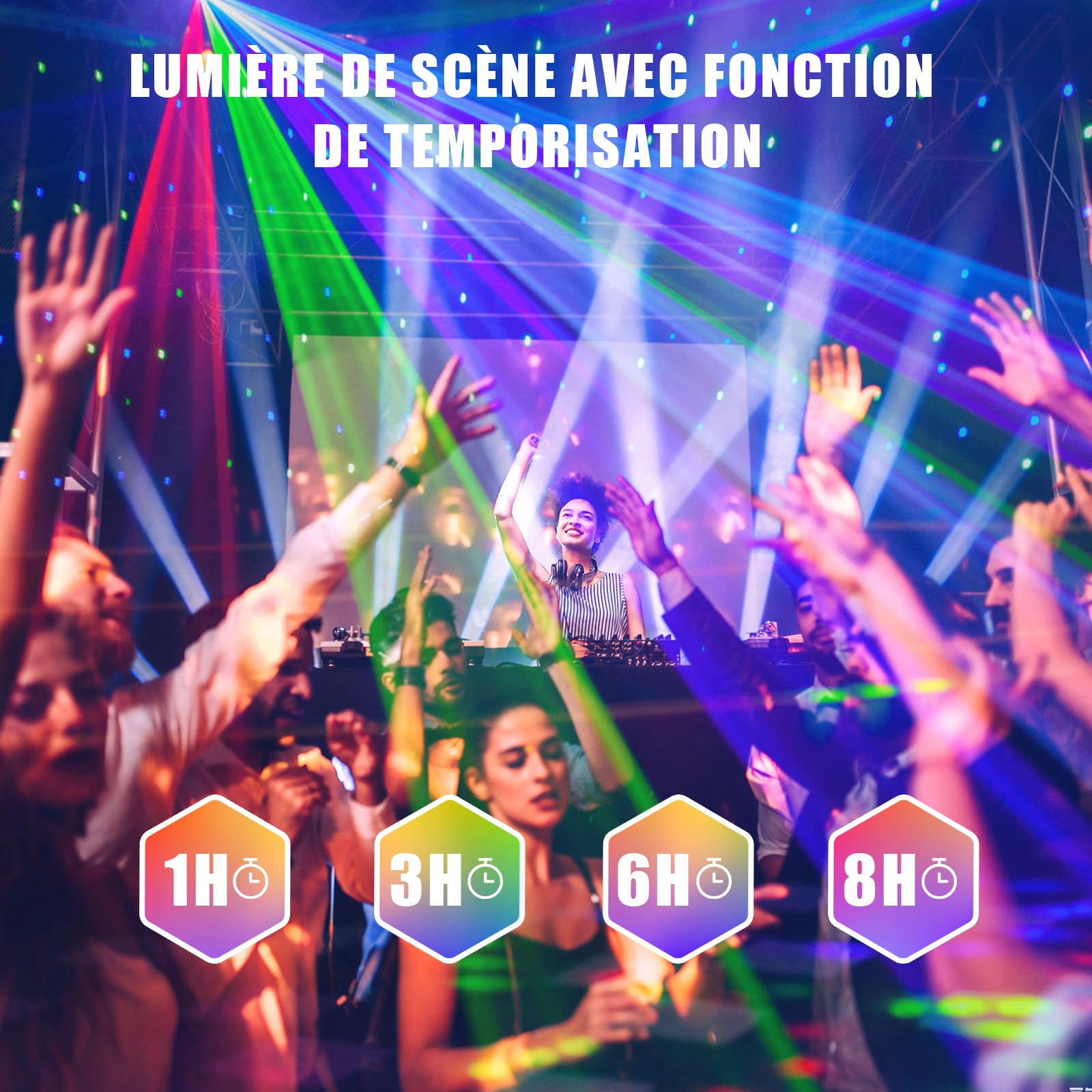 Tomshine 3-en-1 Mini Lumière de Fête, 72 Motifs, Lumière Disco RGB avec Télécommande et Contrôle Sonore, Stroboscope RGB, Boîtier en Aluminium Noir, Adapté pour Fêtes, Anniversaires, Scènes