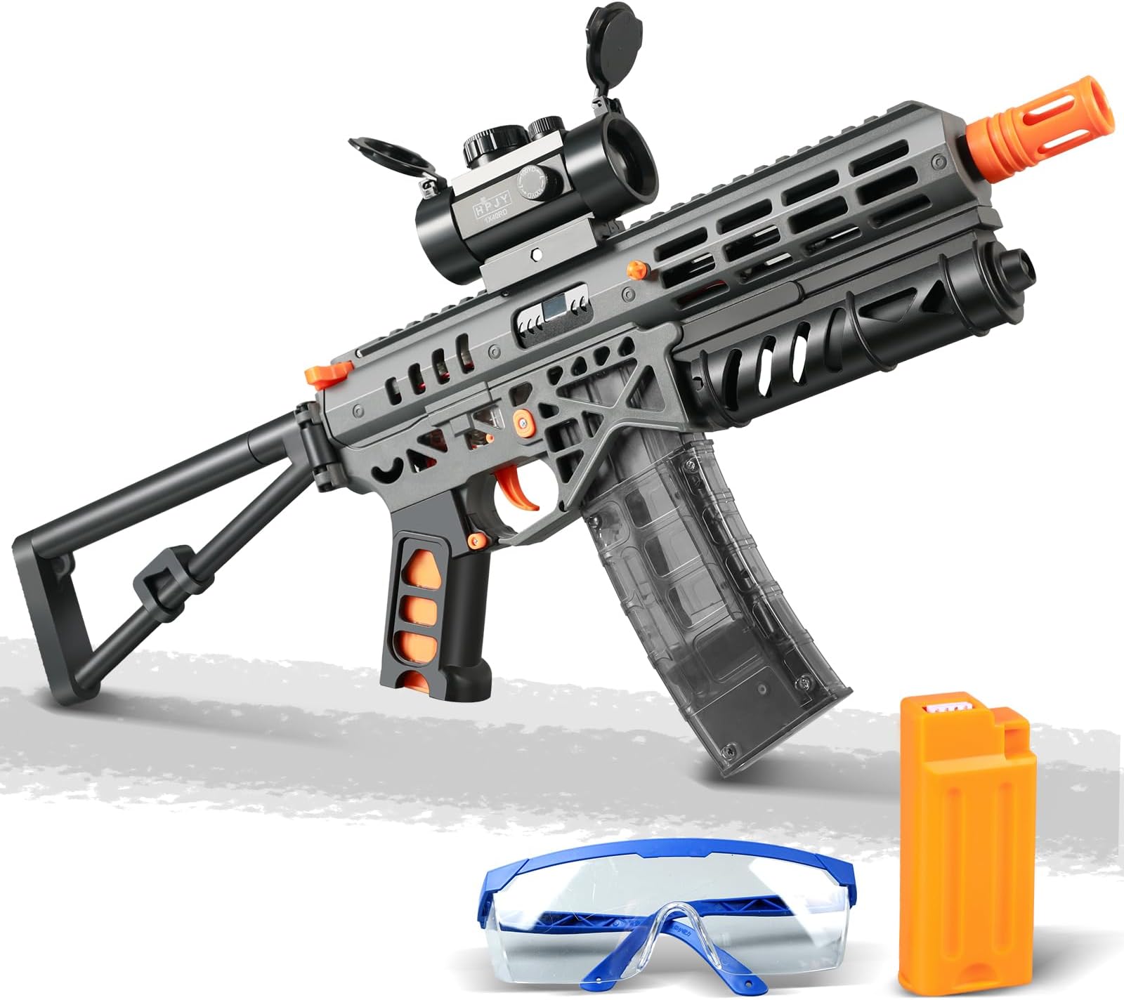 Electric Gel Ball Blaster Gun - Hight Speed Splatter Ball Gun，200fps Orby Gun,Manual and Automatic Dual Mode,Splat Toy for Ages 16+(Black and Orange)