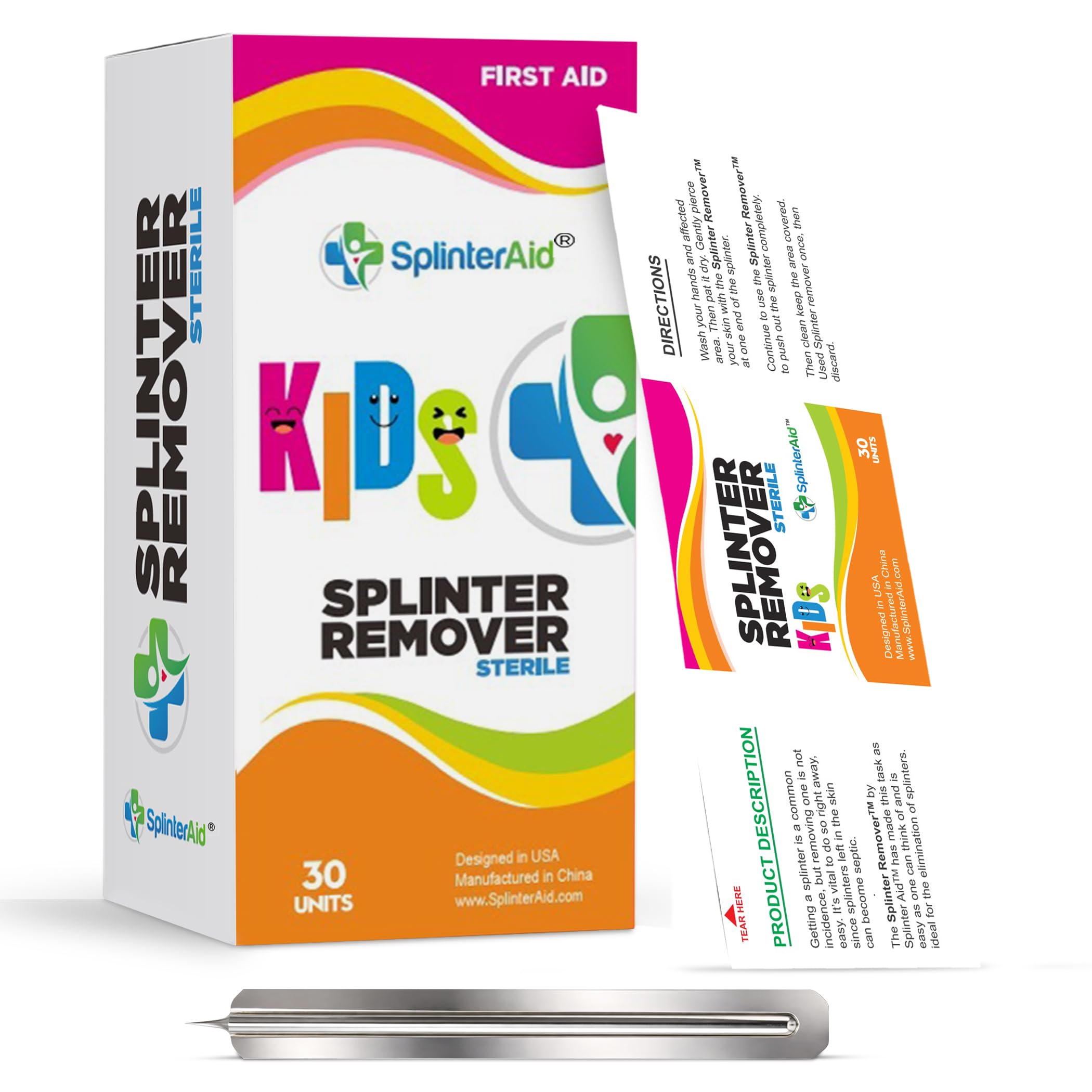 SplinterAid Kids Splinter Removal Kit, 30 Pack Gentle Kid Splinter Remover
