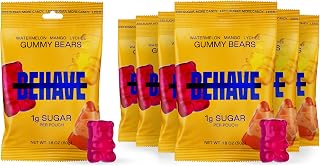BEHAVE Low Sugar Gummy Candy | Sweet Bears 6 pack | Sweet Bears 1 pack | Keto Snacks, No Artificial Dyes or Coloring, High Fiber