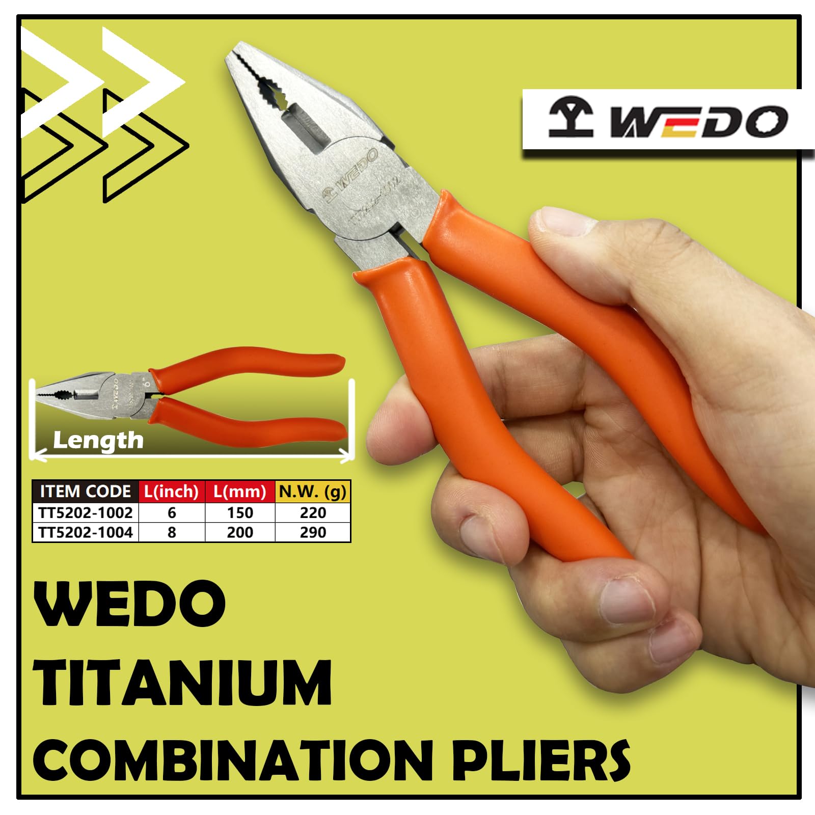 WEDO Titan-Lineman-Zange, leicht, nicht magnetisch, korrosionsbeständig, einmalig gestanzt, für Luftfahrt, Marine, Biomedizin, Chemikalien, Petrochemie