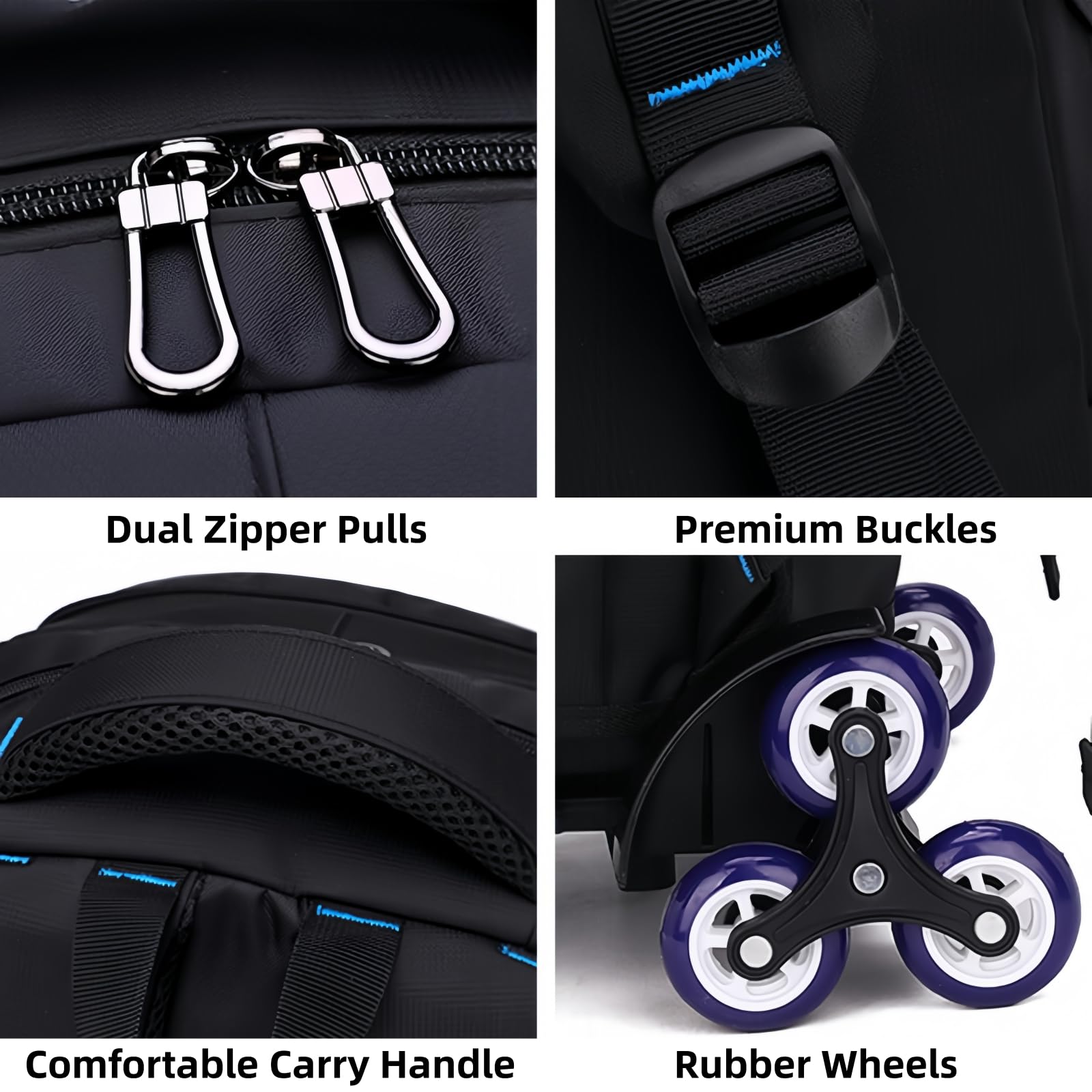 Cartable a Roulette Garçon, Légers Détachable Sac a Dos à Roulette Garçon Primaire College
