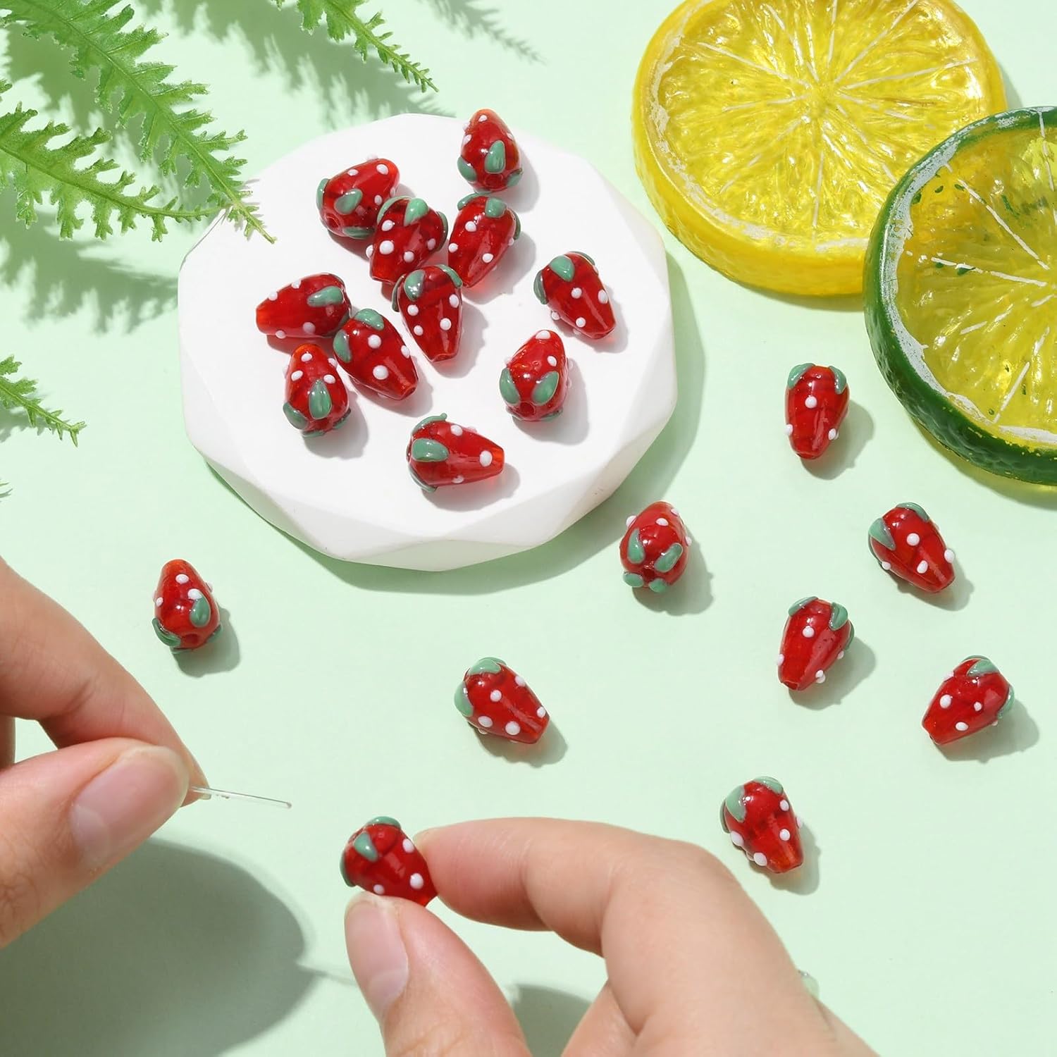 DanLingJewelry 10Pcs Red Strawberry Bumpy Lampwork Glass Beads 3D Fruit Glass Spacer Loose Beads for Bracelets Necklaces Jewelry Making - Image 6
