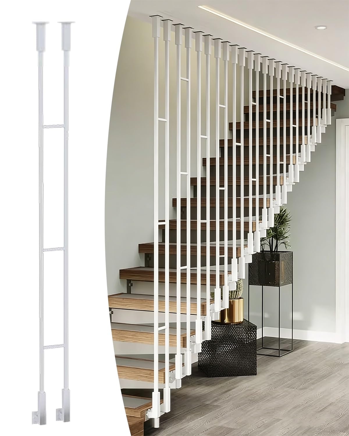 Supports de poteau latéraux réglables en fer blanc pour escalier intérieur 115 cm