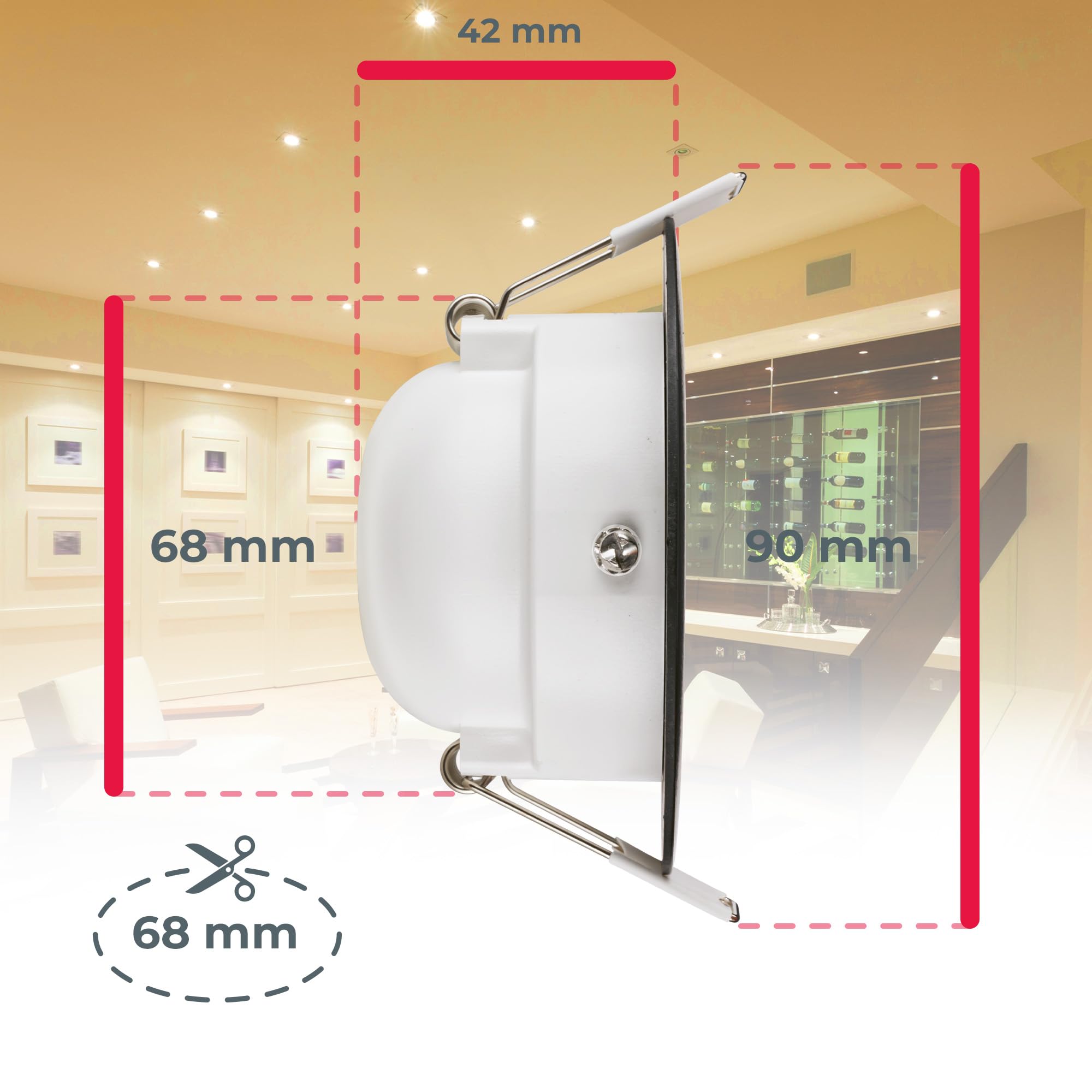 B.K.Licht - Juego de 6 focos LED empotrables 230V, focos LED orientables para el baño IP65, focos LED de techo, focos LED, focos de techo, lámpara de baño, 9 x 4,2 cm (DxH), negro