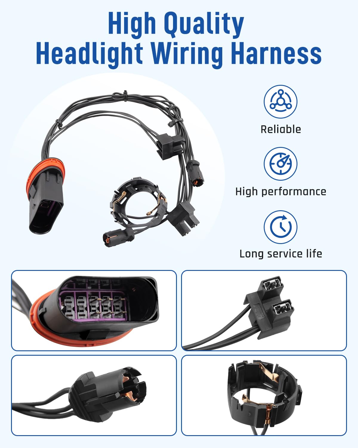 Headlight Wiring Harness LH RH Fit for Mercedes-Benz W204 C230 C250 C280 C300 C350 2008 2009 2010 2011, Replace 2048208761 2048208861 2048200761 204820086