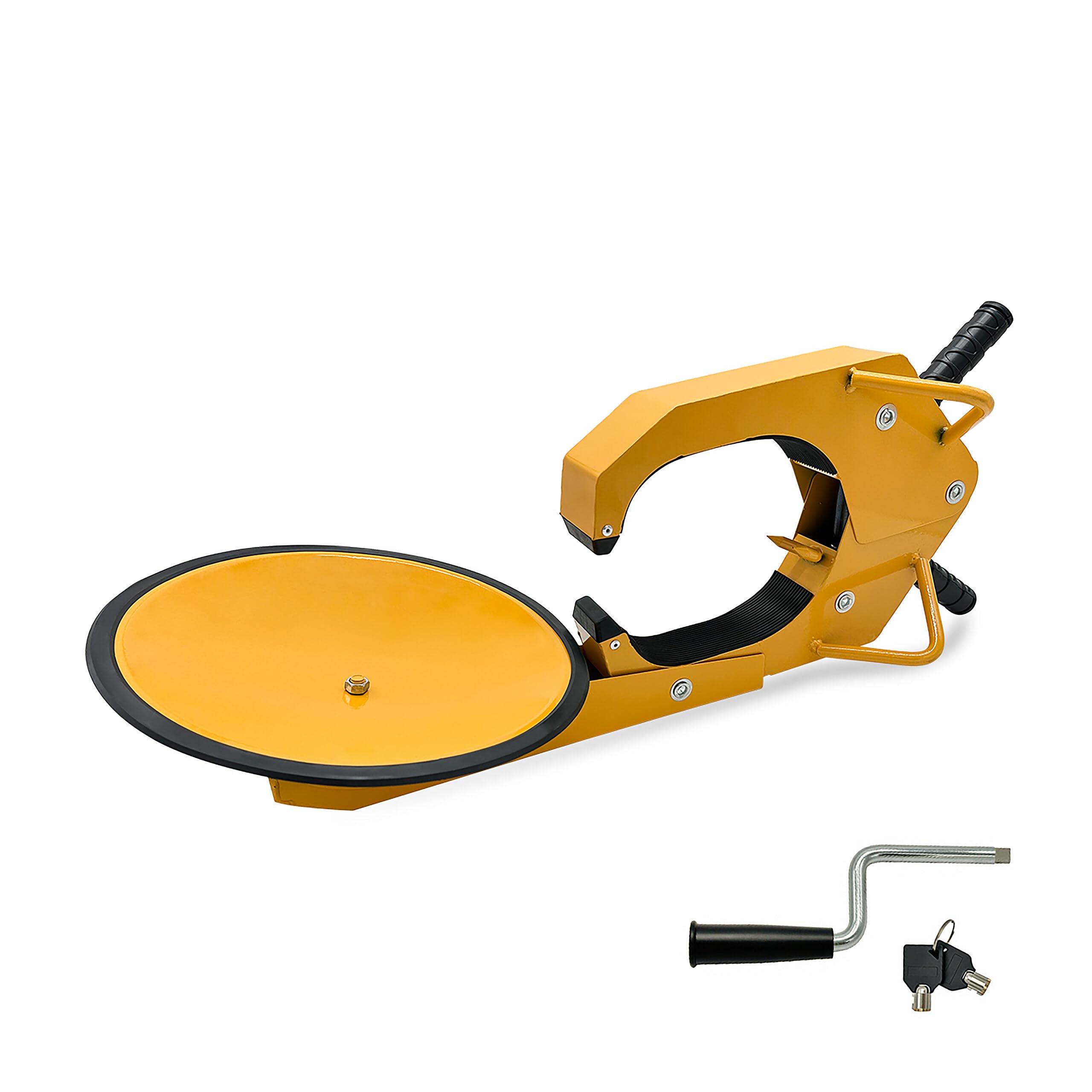 Relaxdays Sabot de Roue 15 Pouces, antivol pour Voiture, remorque, Camping-Car, 29-43x77x30,5 cm, Jaune