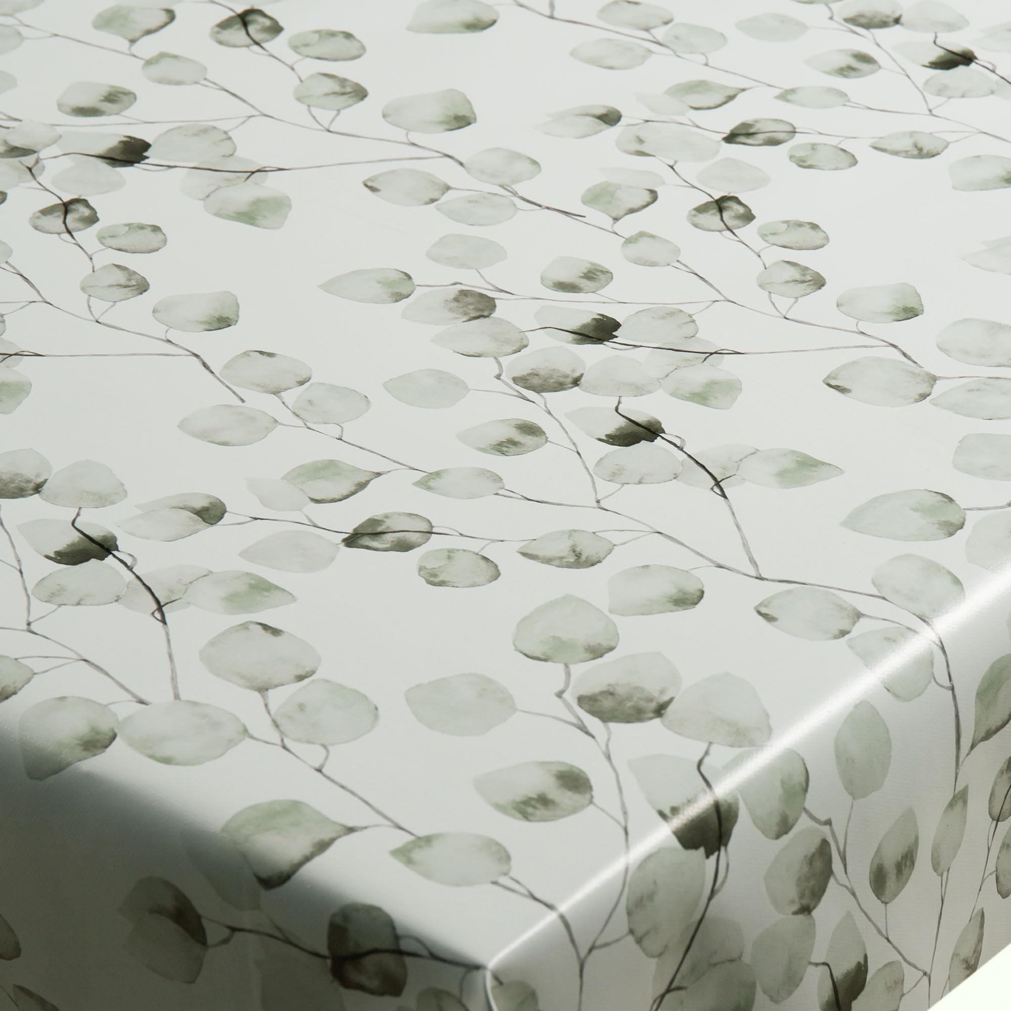 Cofan Rollo de Hule Antimanchas | Diseño Moderno de Hojas de eucalipto | Materiales: PVC y Polipropileno | Fácil de Limpiar | Medida: 1,40 x 20 Metros