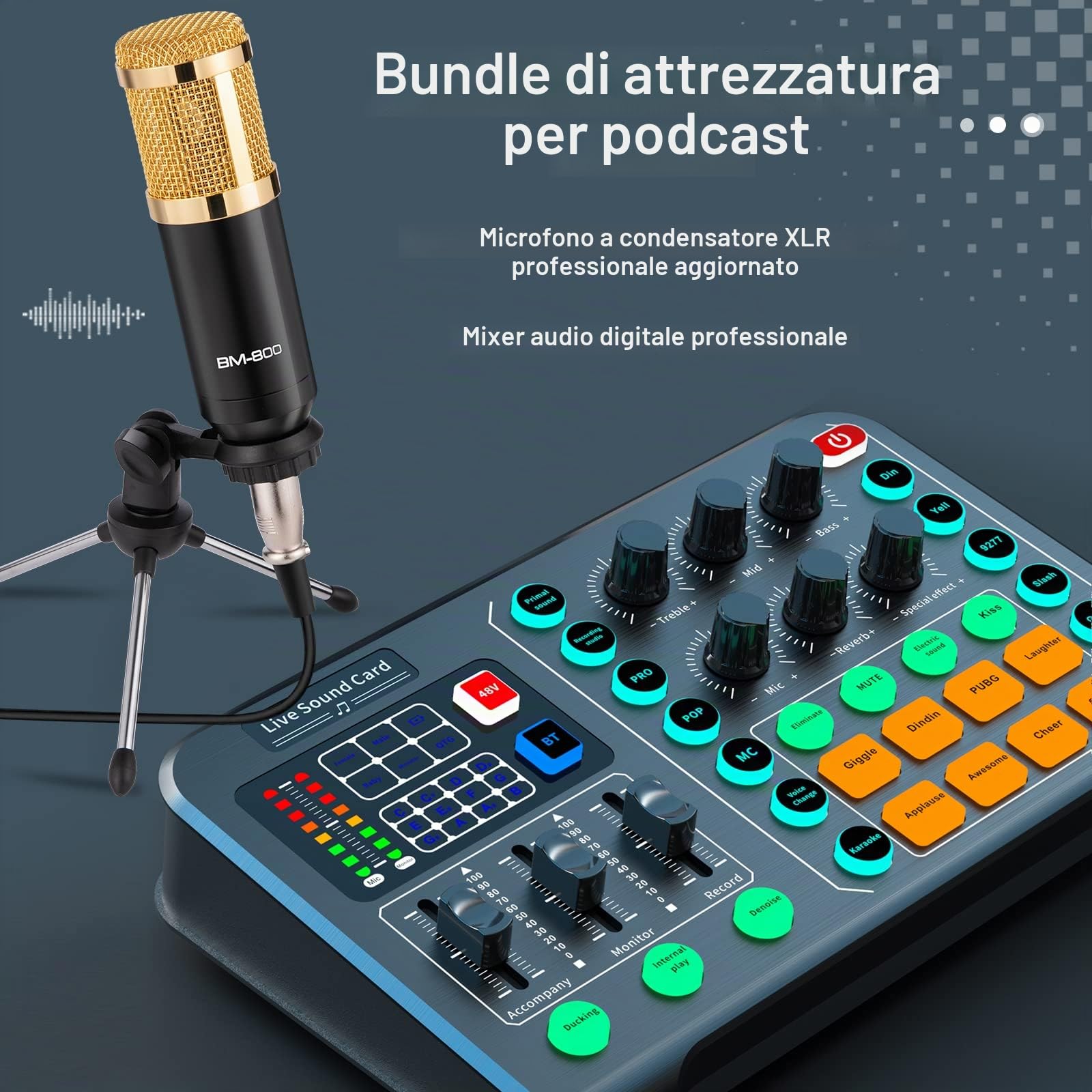 Podcast Equipment Bundle, Microfono a condensatore Bundle Mixer audio professionale, microfono podcast per Streaming Broadcast, Gaming, Registrazione, tiktok, YouTube