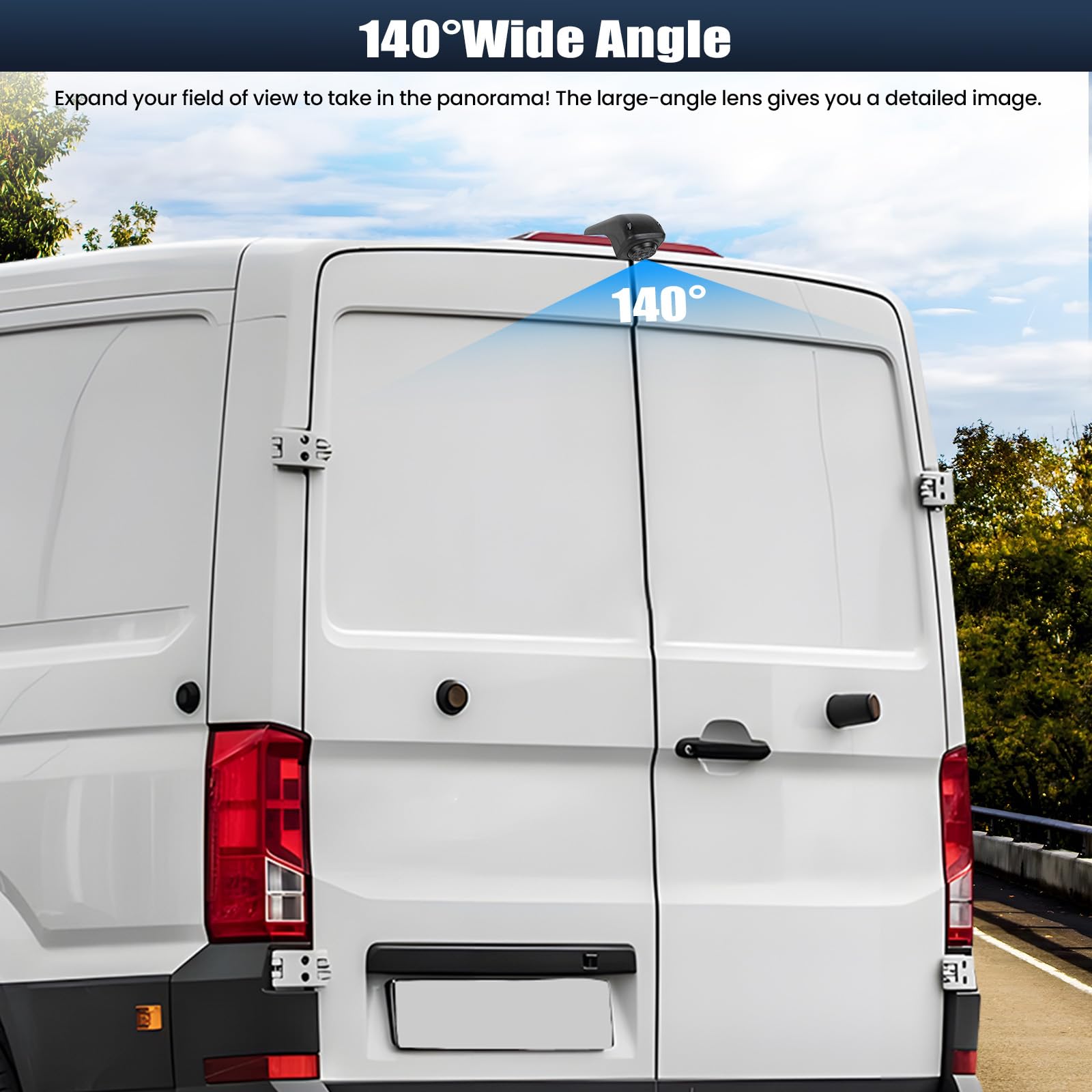 CAMECHO Visione Notturna Telecamera per Auto per VW Crafter 2017, Telecamera retrovisore con HD/CVBS - IP67, Grandangolo 140°, Linee di guida per il parcheggio