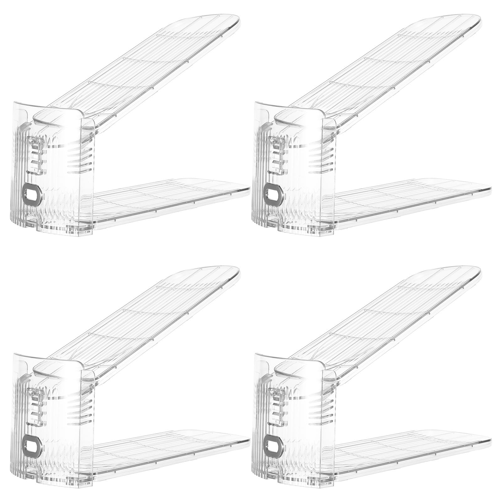 Toddmomy 4er-Set transparente Schuhfächer – Verstellbarer Schuhstapel – Doppellagige Absatzhalter für platzsparende Aufbewahrung in Kleiderschrank und Schrank