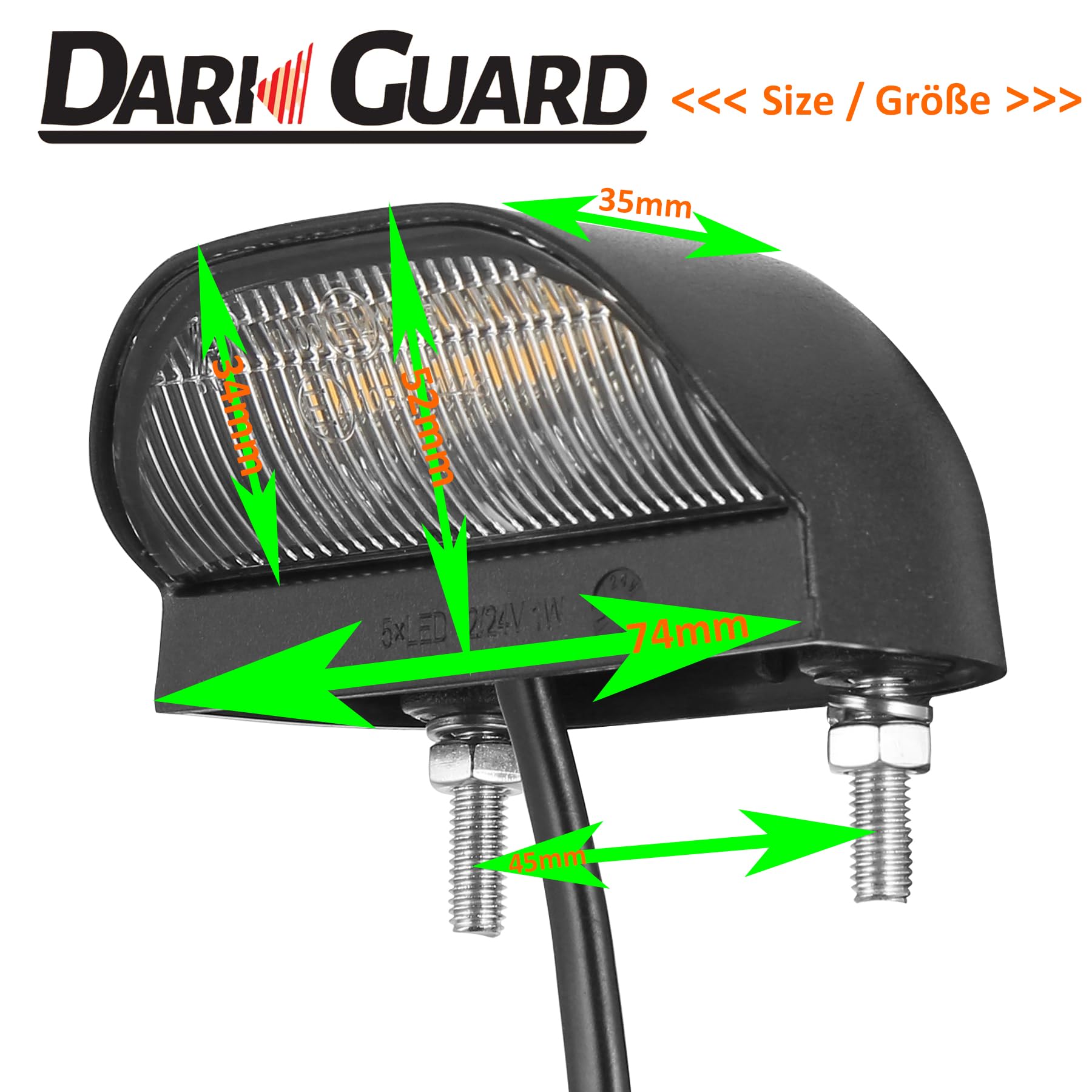 D-TECH 1 X Éclairage De Plaque D'immatriculation Arrière LED 12V 24V Universel Pour Remorque, Caravanes,voiture, Camion, Vans,feu De Plaque Remorque,Norme Emark,avec Vis De Montage Et Câble