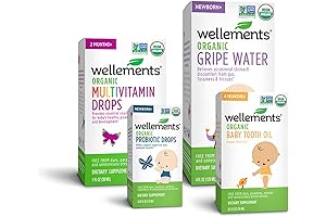 Certified Organic Newborns Essentials Bundle - Gripe Water, Baby Tooth Oil, Probiotics & Multivitamins