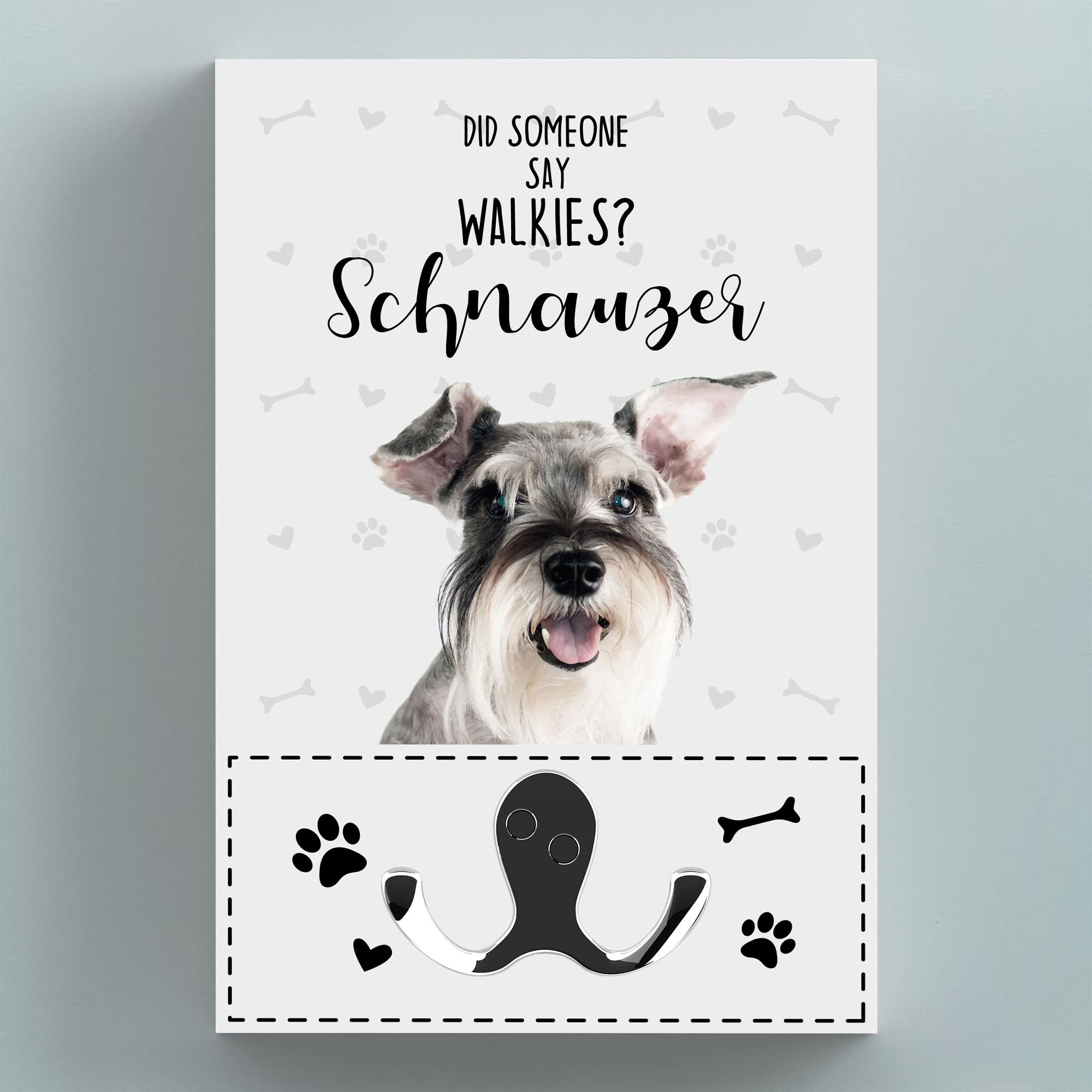 Global Designs Walkies Schnauzer Themed Wall Hung Lead Hook Dog Breed Lead Holder Wall Hook