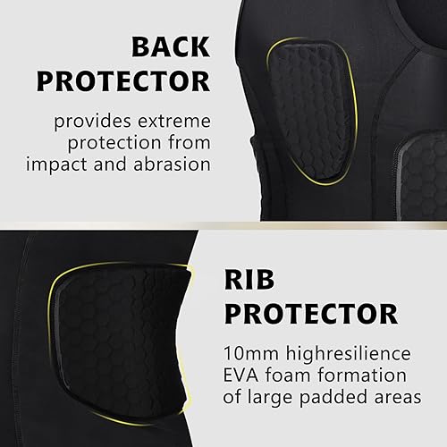 Miniatura 2 de TUOYR Camiseta de compresión acolchada de fútbol para hombre, protector de pecho de béisbol, chaleco protector de costillas, protector de corazón,