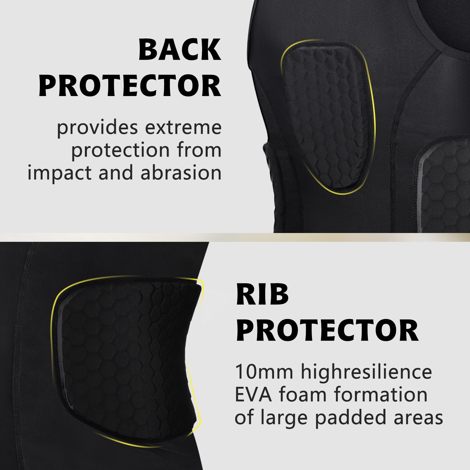 Acolchado Camisa Joven Acolchado compresión Deportes protección Camiseta Costillas Pecho Protector Hombres Deportes Choque erupción Guardia fútbol fútbol Paintball béisbol protección