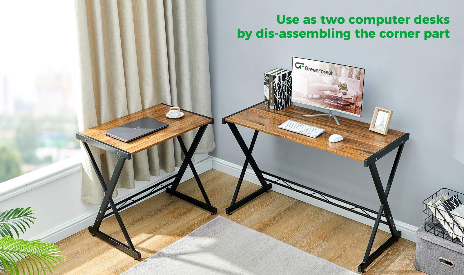 Buy GreenForest L Shaped Desk 58 inch, Reversible Corner Computer