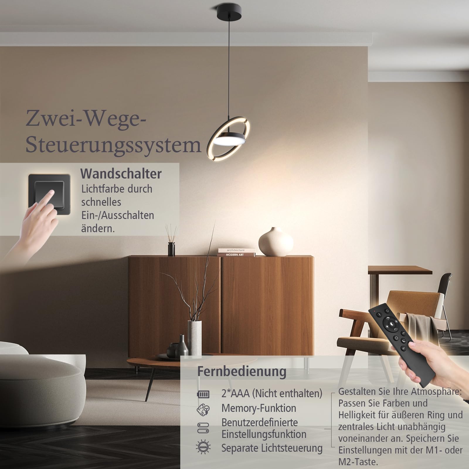 FIMEI LED Hängeleuchte Esstisch Pendelleuchte, schwarz Dimmbar mit Fernbedienung Pendellampe 3000-6000K Höhenverstellbar Saturnring-Design für Esszimmer, Wohnzimmer, Kücheninsel, Schlafzimmer, Foyer