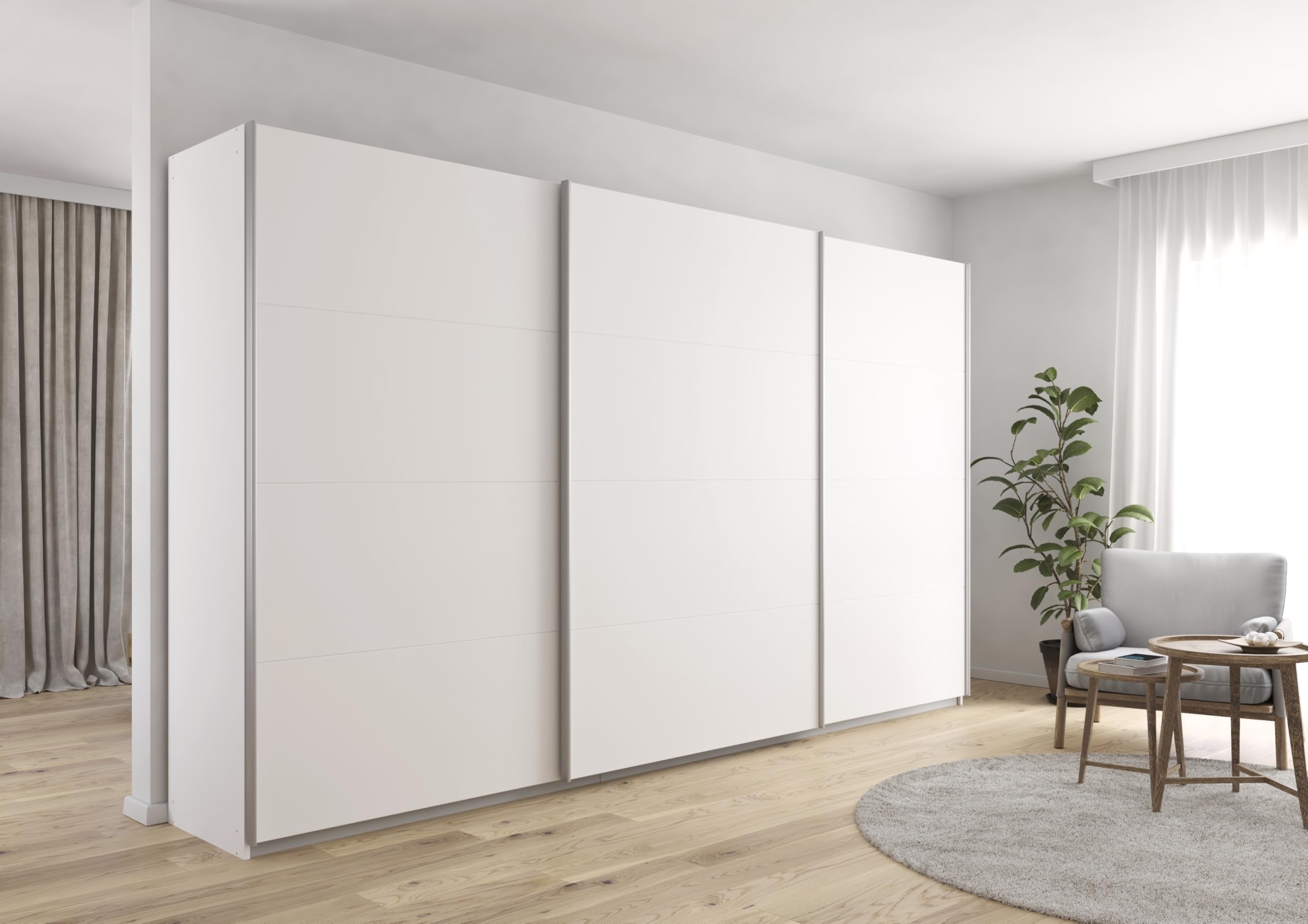 Rauch Möbel KULMBACH, Schwebetürenschrank, Farbe Weiß, Breite 360 cm | Kleiderschrank mit Schwebetüren, Schiebetüren, 3-türig, Zubehör Basic, für Schlafzimmer, Jugendzimmer, Garderobe, Flur