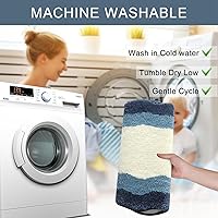 Vista 6 de HAOCOO Alfombra de baño azul, 20x31 pulgadas, alfombra de ducha extra suave antideslizante de microfibra absorbente lavable, alfombrilla