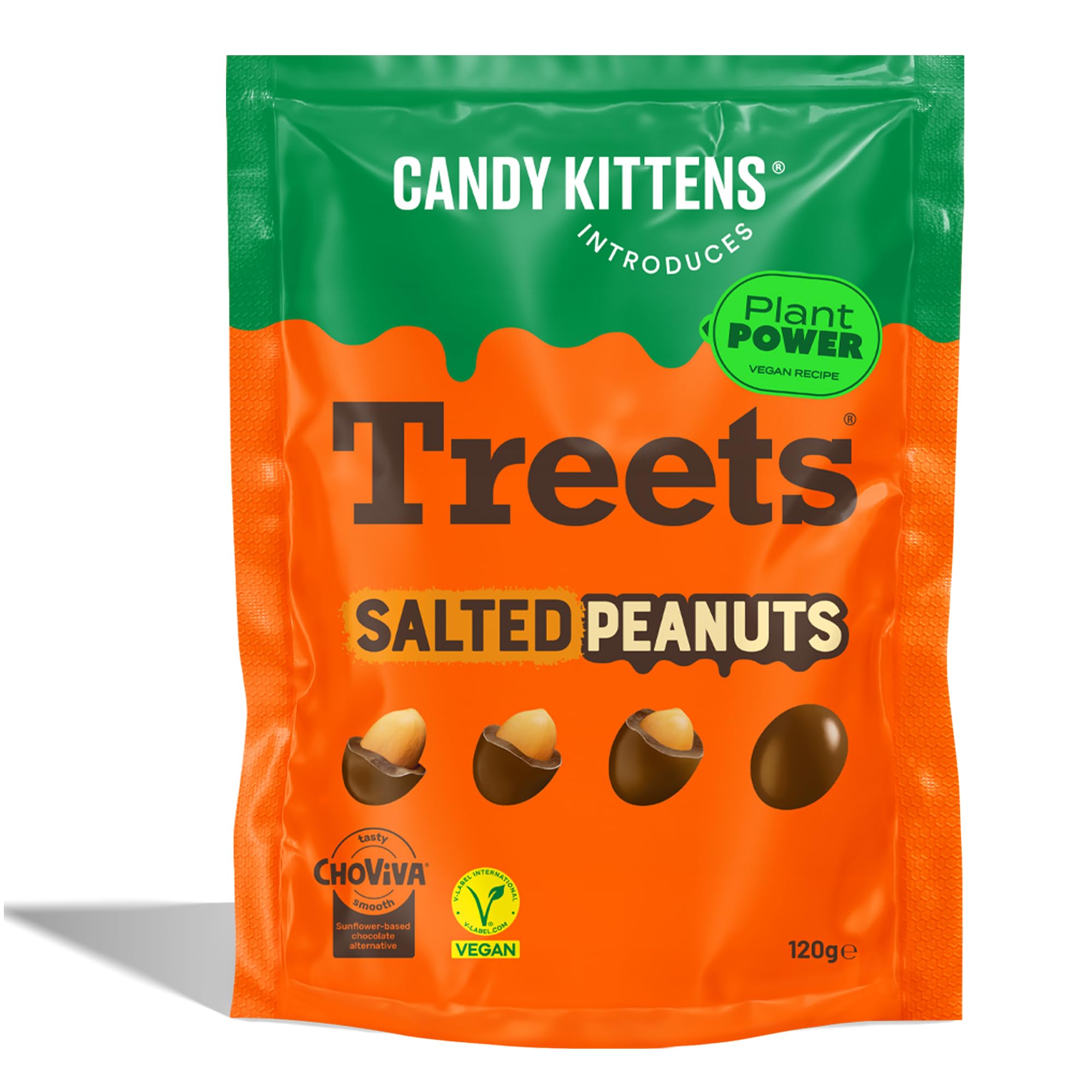Candy Kittens Treets Salted Peanuts Vegan Chocolate Snack, 120g, 1 Pack