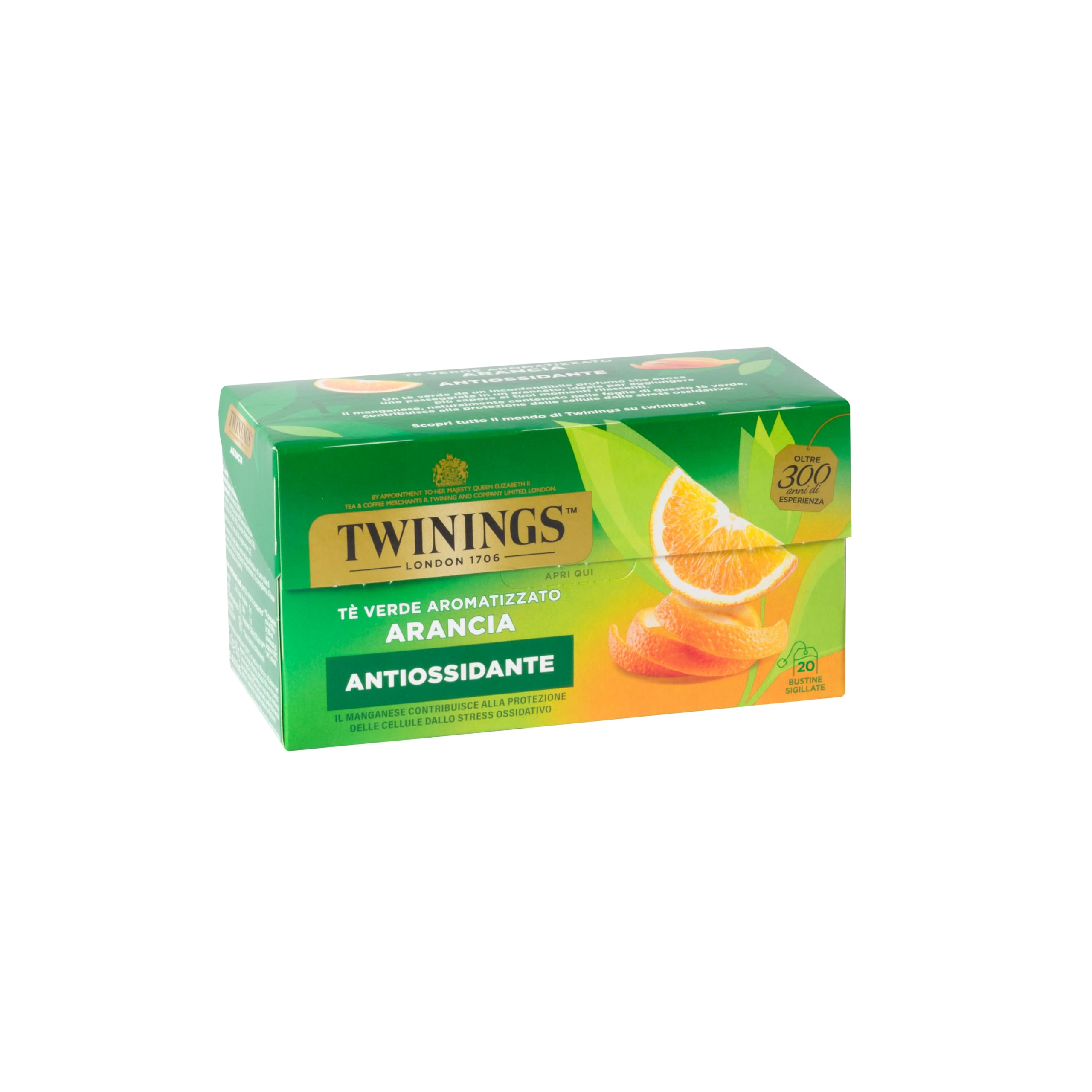 Twinings, Tè Verde Aromatizzato all'Arancia, Antiossidante, 20 Filtri
