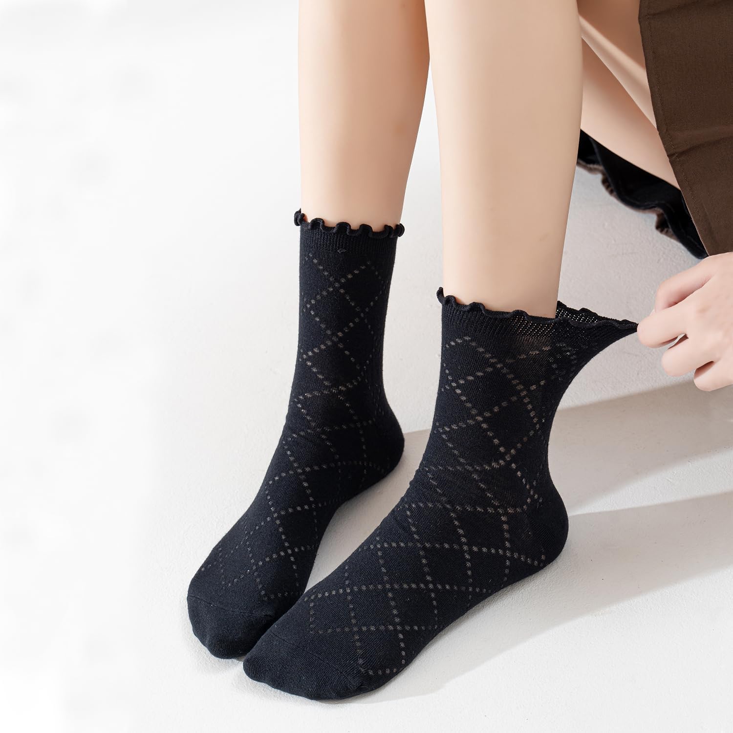 Mcool Mary Women's Ruffle Socks Casual Lace Cotton Crew Summer Ultra Thin Cute Frilly Ankle Socks for Women 6 Pairs - Image 4