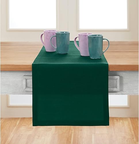 Vista 110 de Solino Home Camino de mesa de lino – 14 x 90 pulgadas, lino europeo, beige – Fete, hecho a mano con tela de lino 100% puro