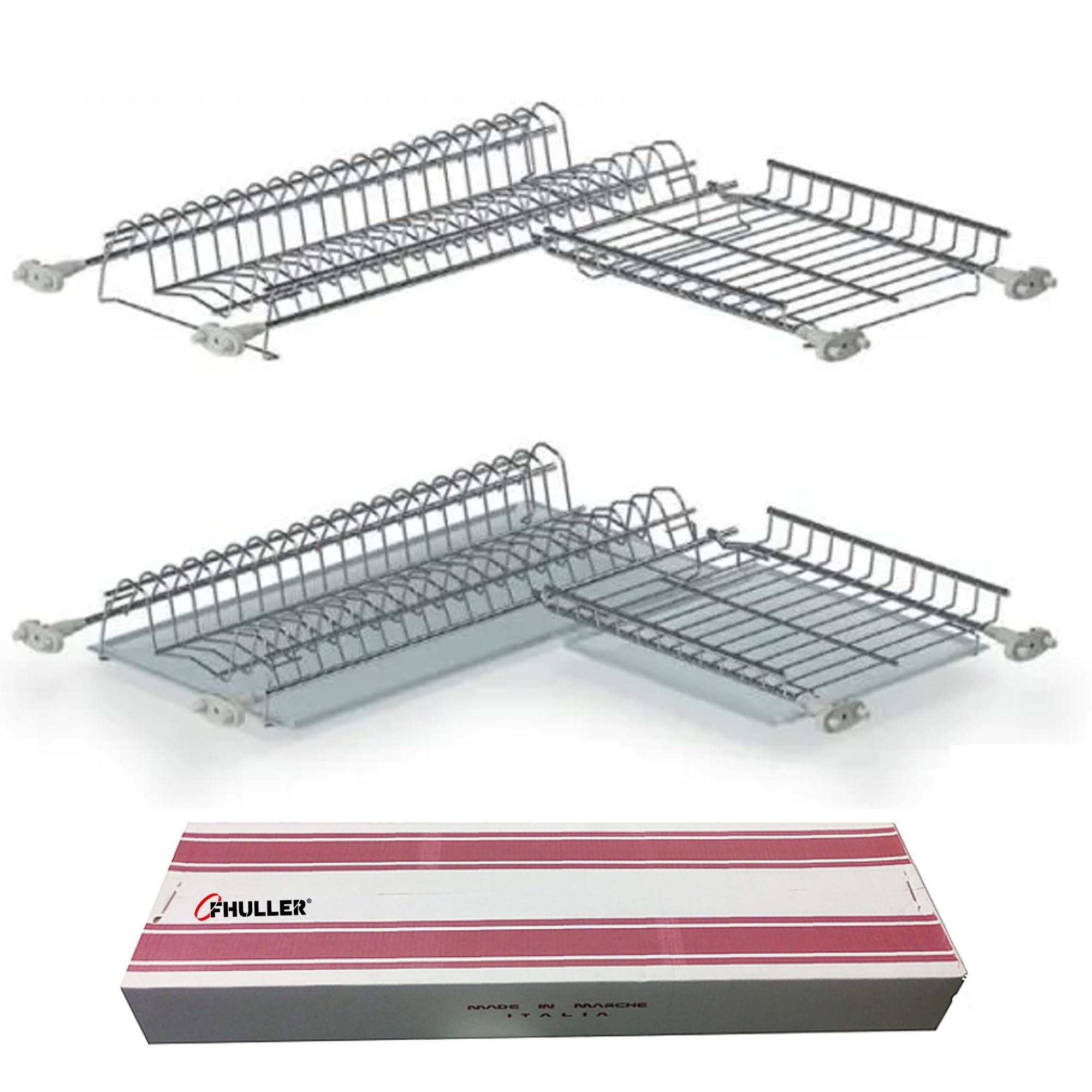 Kit Scolapiatti Angolare da Incasso 61x62 completo di Vaschette in Acciaio Inox