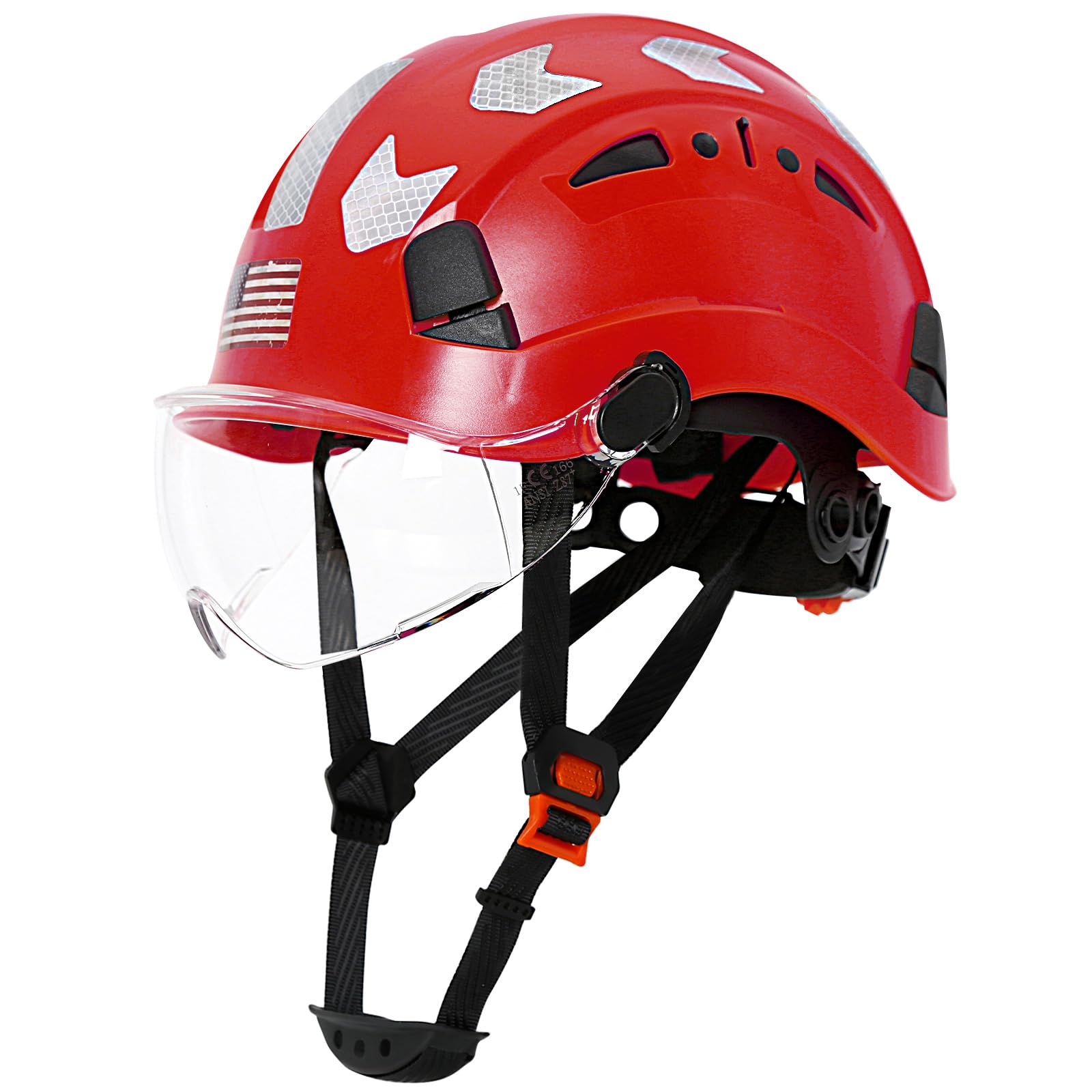 AOLAMEGS Construction Safety Hard Hat - ANSI Z89.1 Type Ι OSHA Approved Safety Helmets with Chin Straps Lightweight Reflective Vented ABS Hard Hats For Men Women Industrial Workwear 6-point Suspension