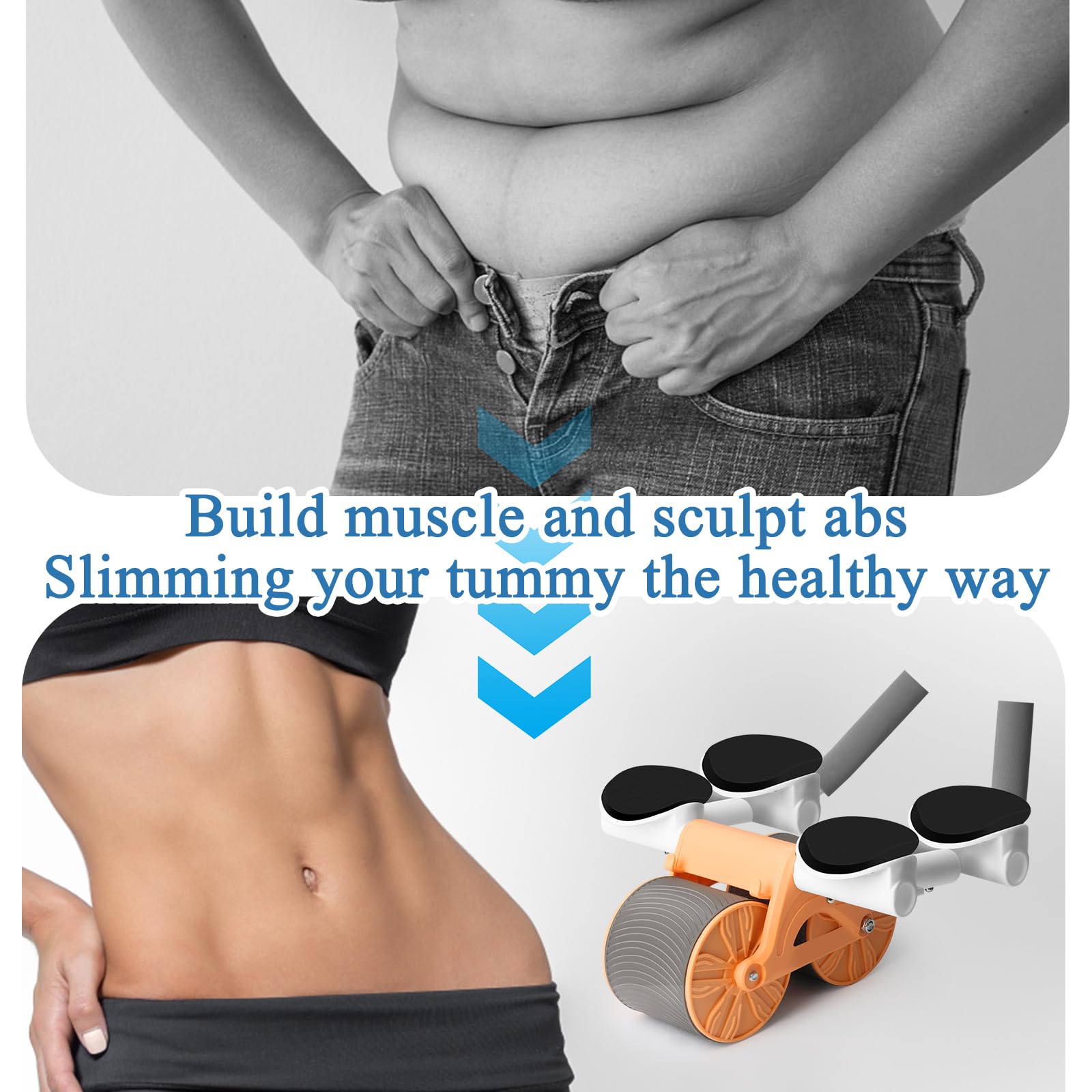 Avvolgimento Automatico per Addominali, Ruota AB Roller 2 in 1 Plank per Allenamento Core, Trainer per Uomini e Donne