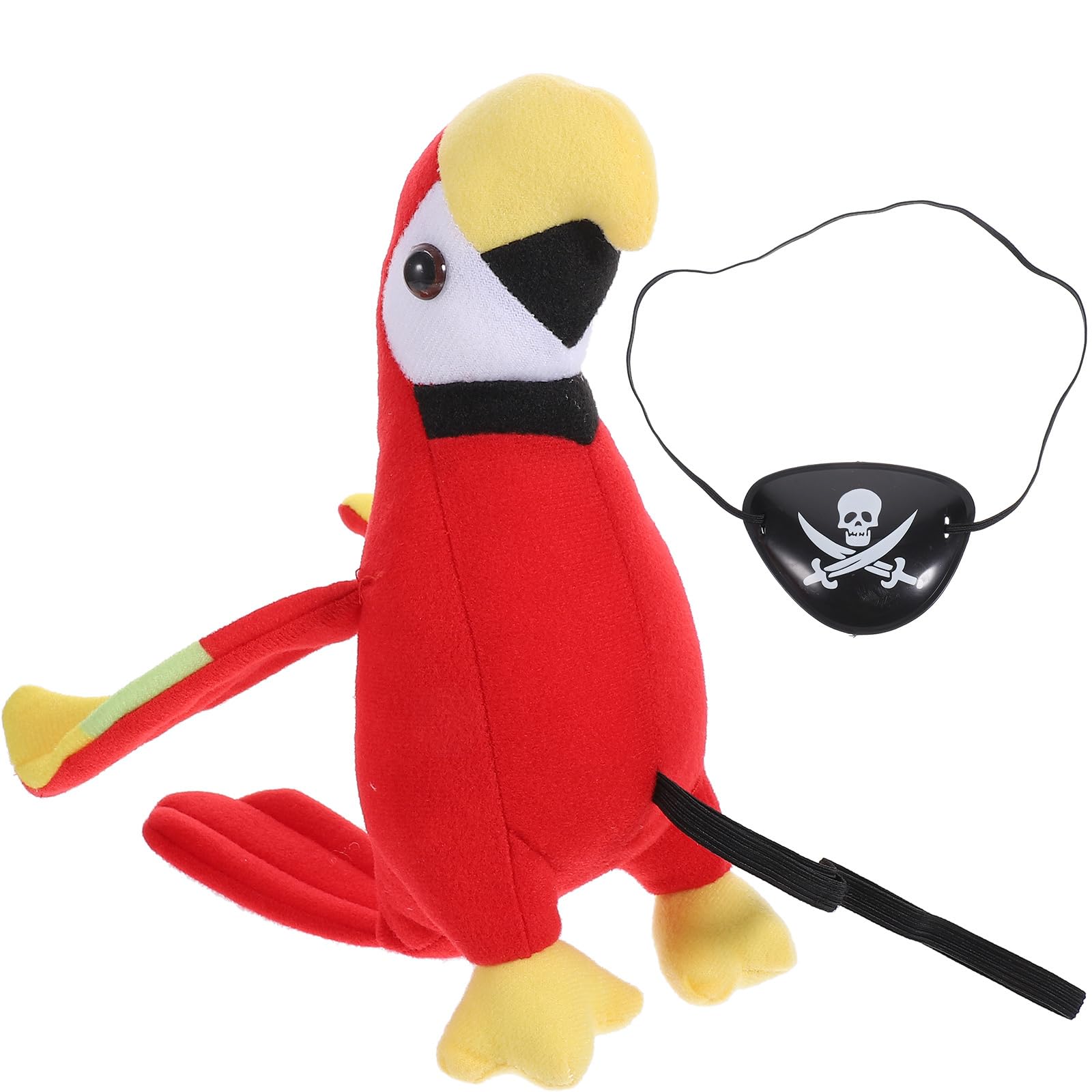 Angoily Pirate Parrot Plush Shoulder Prop with Eye Patch Halloween Cosplay Accessory for Pirate Dress up Party
