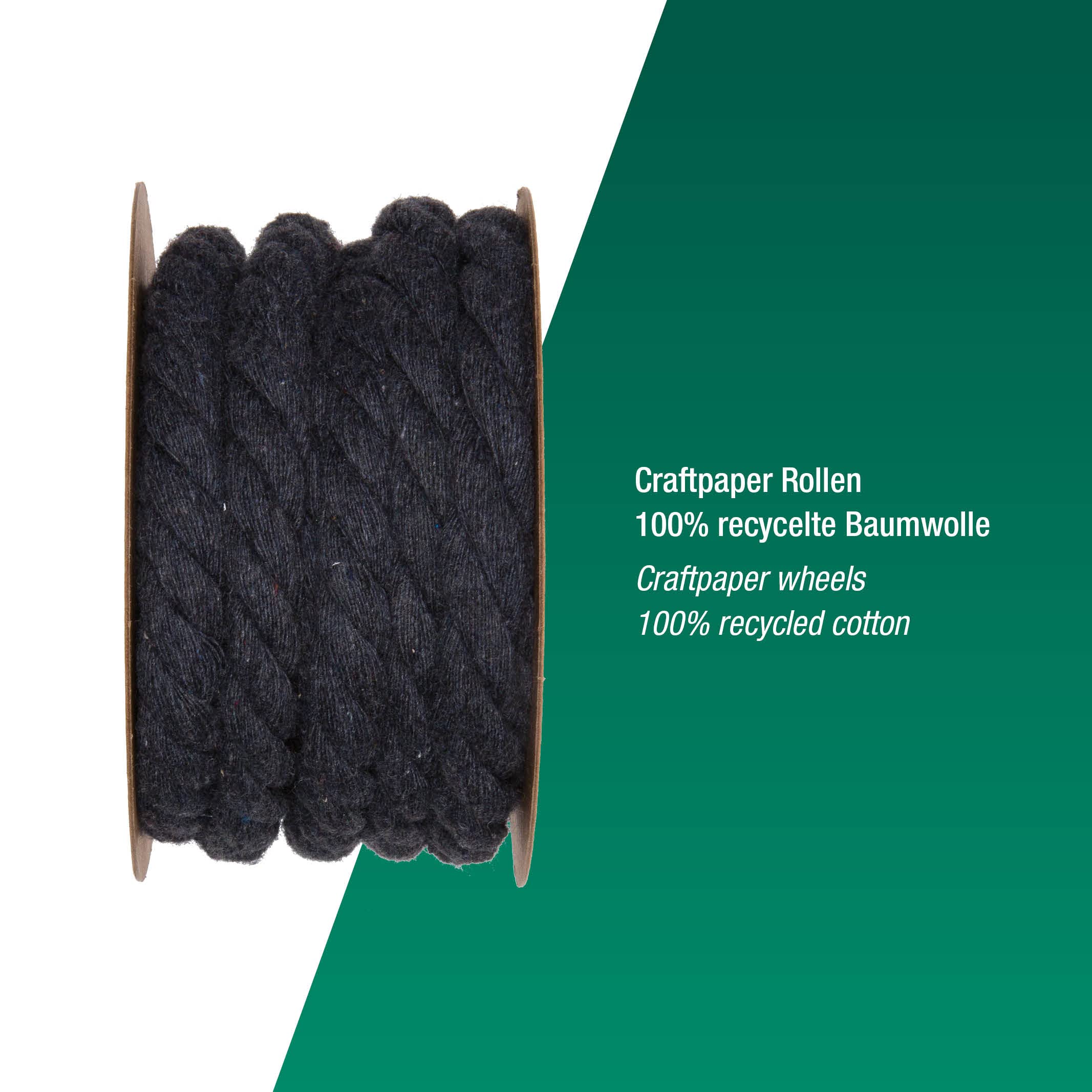 100 M, Corde Coton 3mm, Vert Amande. 100 % Coton Recyclé. Bobine De Fil à Macramé Et Brico Déco