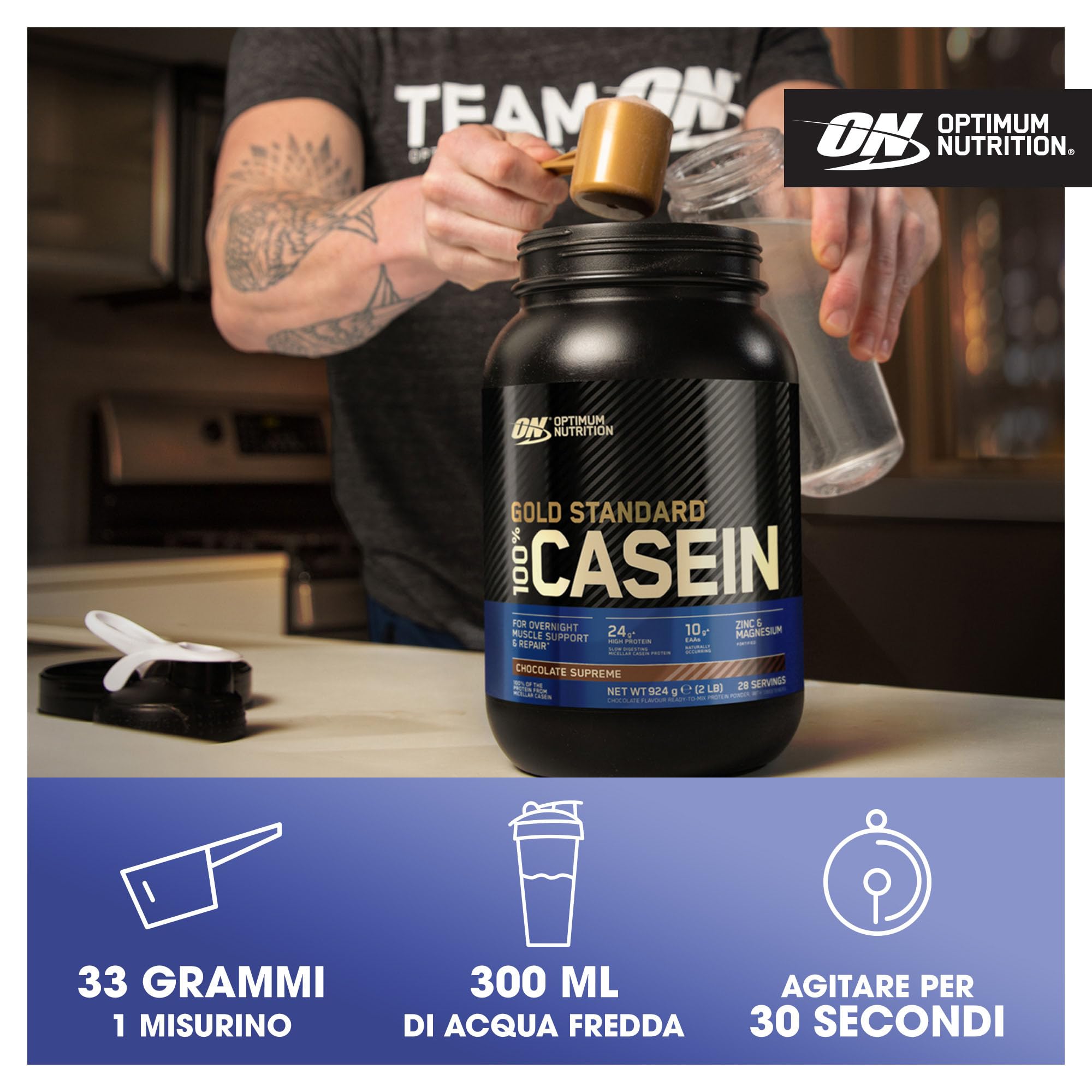 Optimum Nutrition Gold Standard 100% Proteine Caseina in Polvere, Gusto Cioccolato Supreme, 1.82kg, 55 Porzioni
