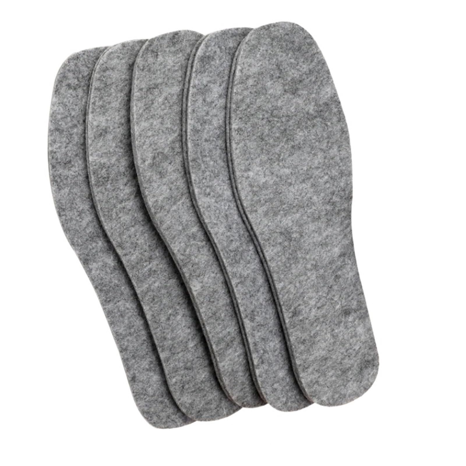 Semelles intérieures en Feutre de Laine Thermique, 5 Paires, épaisses et Chaudes, for et Femmes, Chaussures Respirantes, respectueuses de la Peau(45 EU)