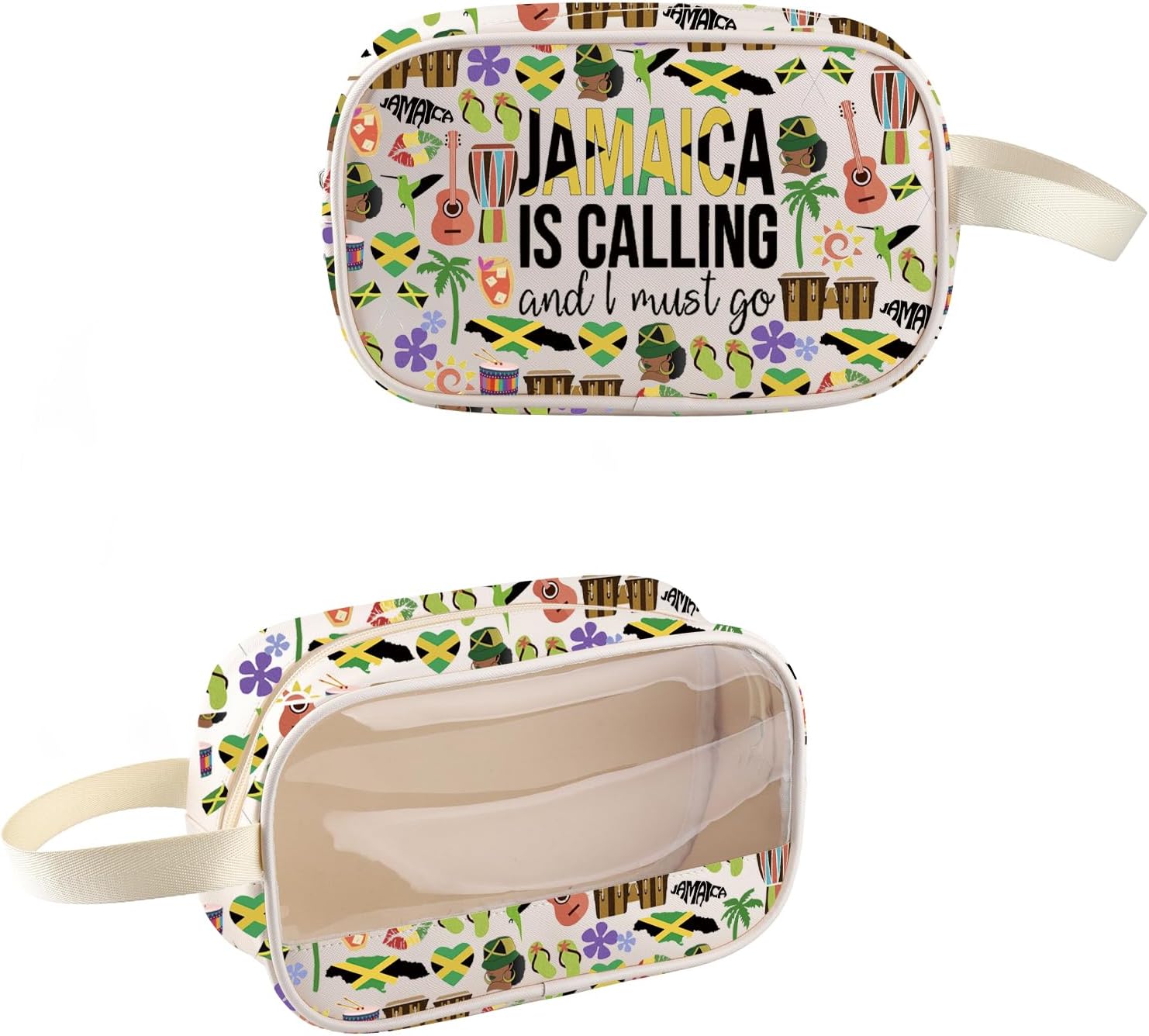Jamaica Vacation Clear Makeup Bag Jamaica Lovers Transparent Cosmetic Bag Jamaica Travel Girls Trip Gift Jamaica Souvenirs Gift For Traveler (JamaicaClear-US)