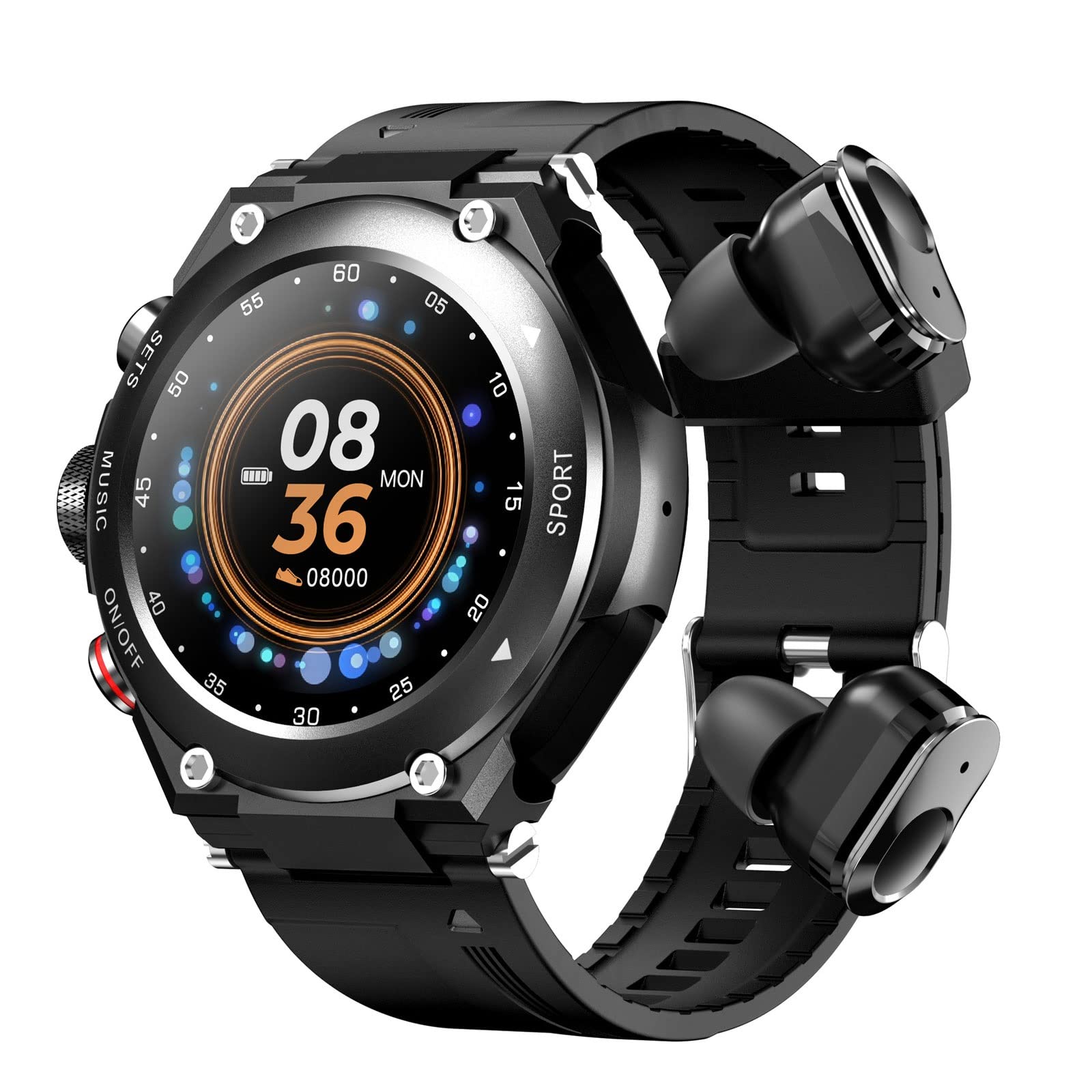 Smartwatch 2 in 1 Cuffie Wireless Frequenza Cardiaca Pressione Sanguigna Temperatura Corporea Nuova Chiamata Bluetooth Cuffie Smartwatch TWS