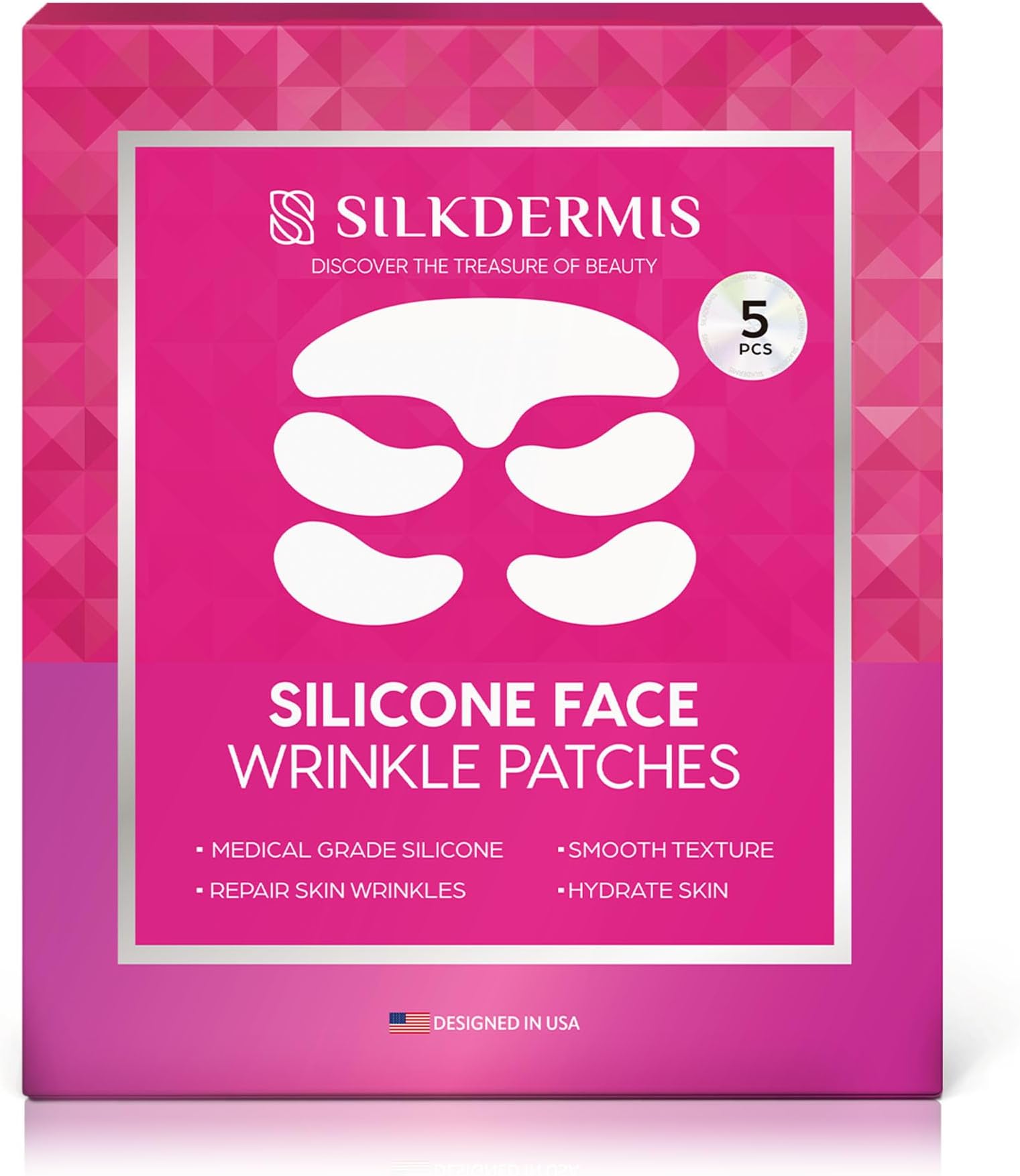 SILKDERMIS Silicone Face Patches-Forehead Wrinkle Patches, Reusable Under Eye and Smile Line Patches 3pcs