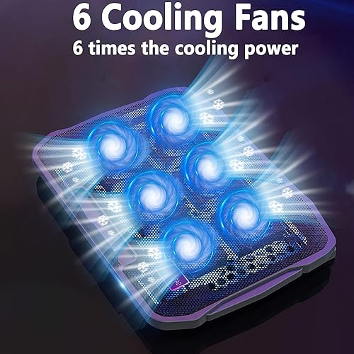 Miniatura 2 de Almohadilla de refrigeración para laptop para todas las computadoras portátiles y portátiles, enfriador de aluminio para laptop con 6 ventiladores