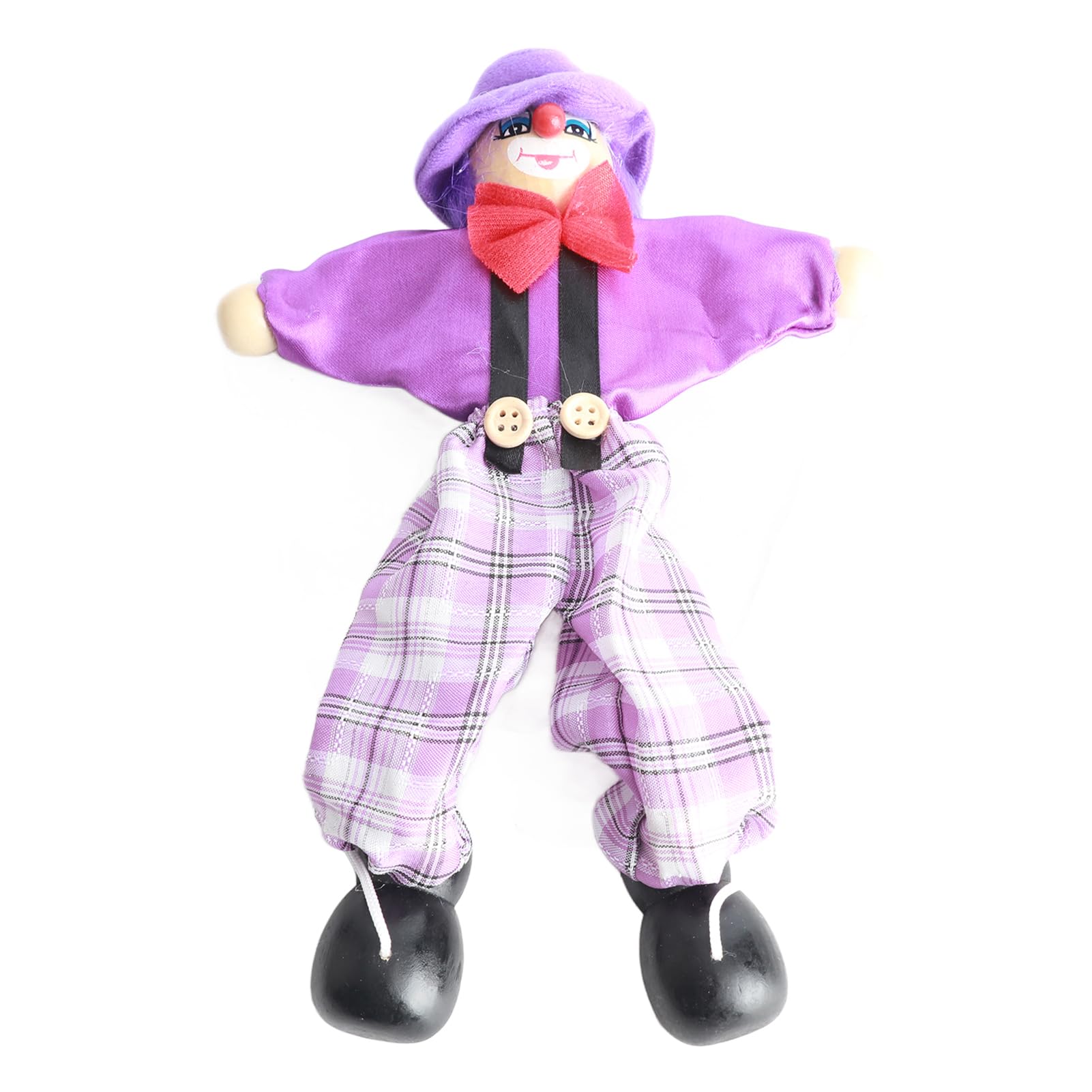 Generic Clown Pull String Puppet Wooden Marionette Vintage Handcraft Toy Funny Colorful Moving Arms Legs 25cm with Hanging String for Baby Kids Christmas Ornament Gift (purple)