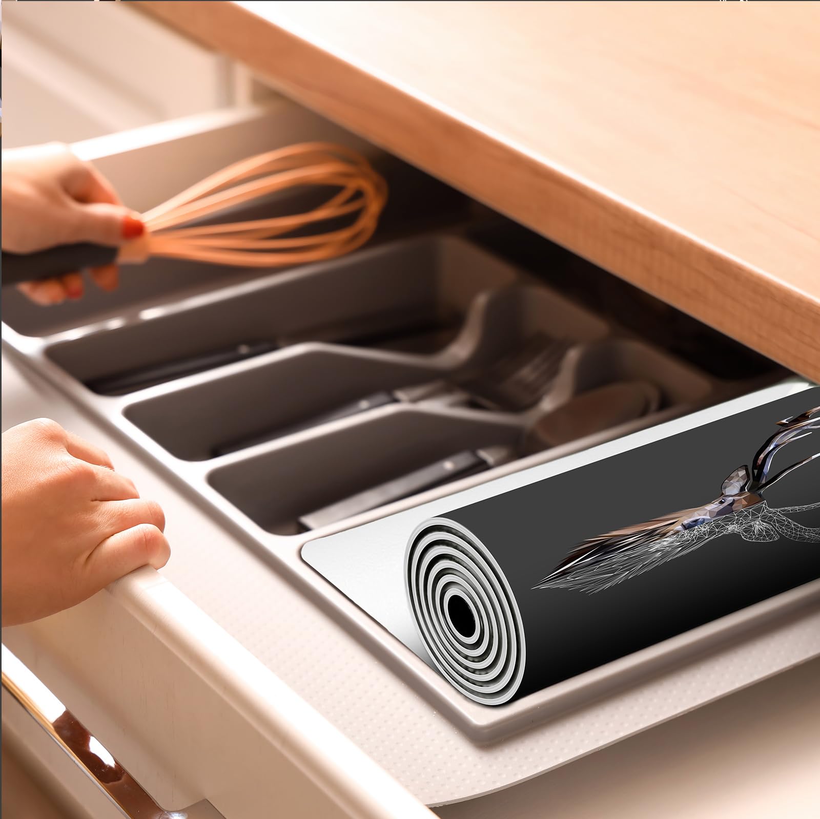 TMK ArtDeko Herdabdeckplatte Ceranfeld abdeckung Aufrollbare Matte für Induktion 1-teilig 90x52 cm, Hirsh Grau