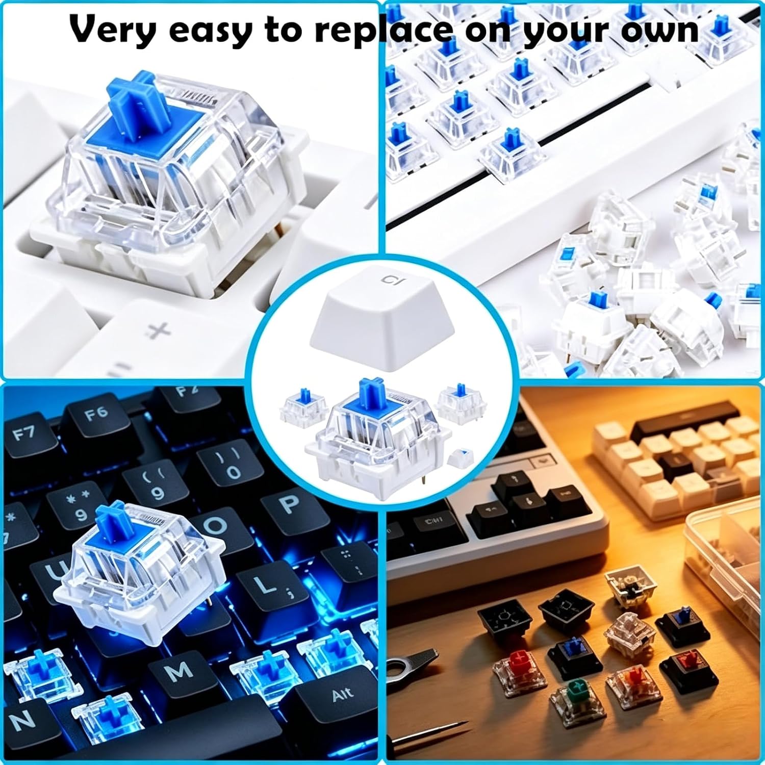 3Pin Tactiles Mechanical Keyboards Switches and Keycap, Tea Shaft | Double Head Keycap Remover for Customs Builds, Double Ended Keycap Puller for Enthusiasts, Gaming and Typing